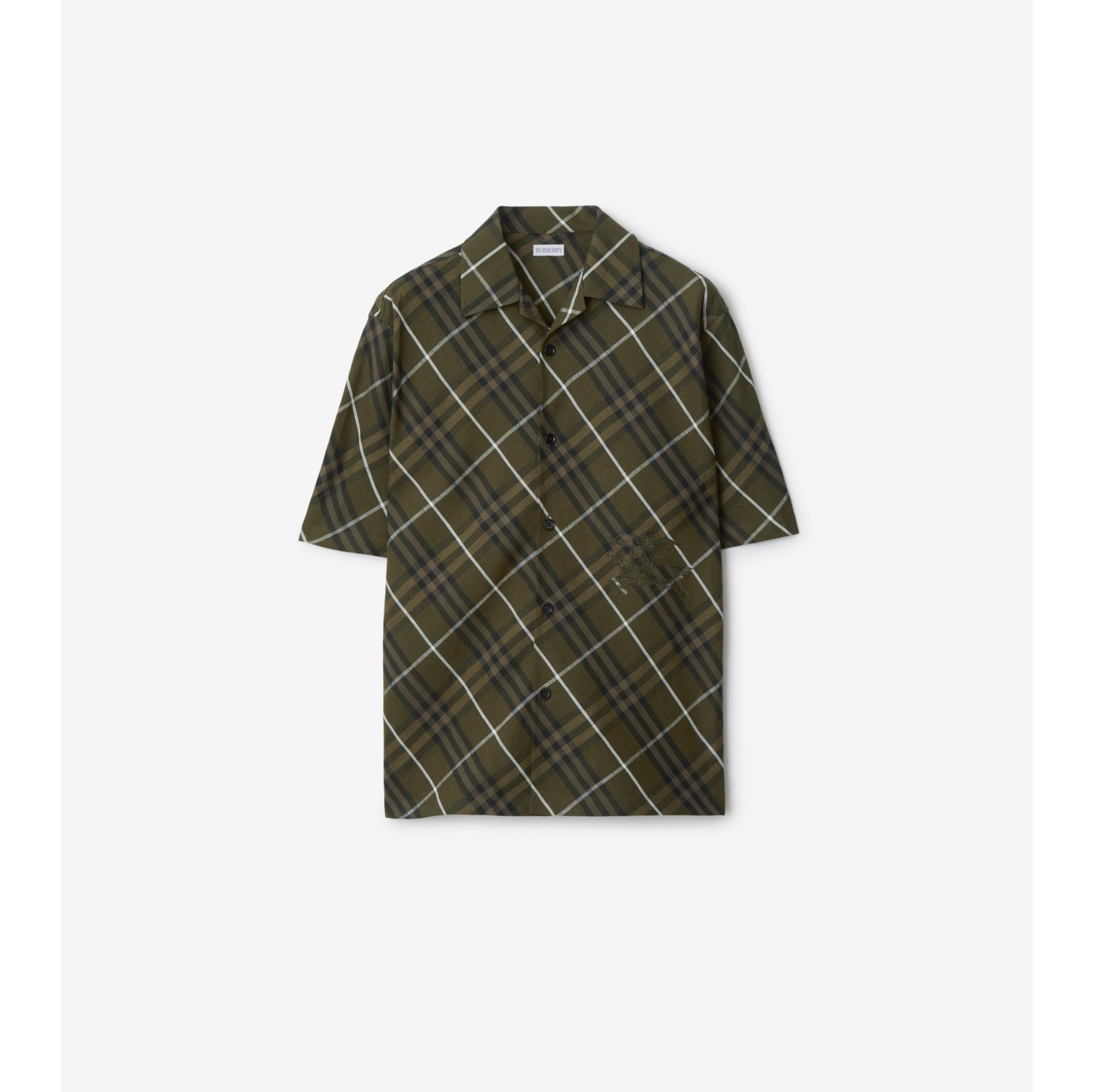 Check Linen Shirt in Jungle Men Burberry Official