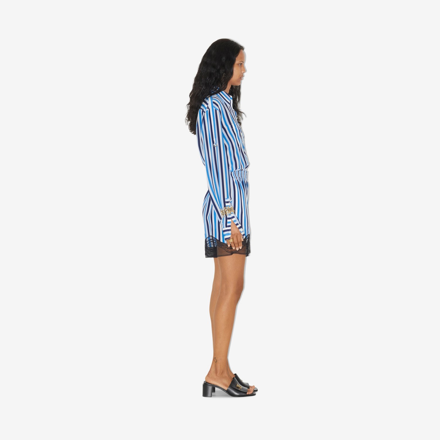 Striped Silk Shirt in Pale Blue - Women | Burberry® Official