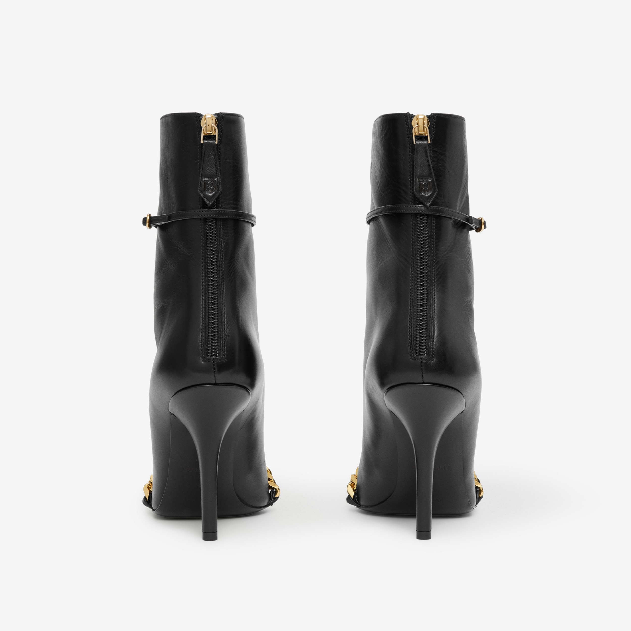 Chain Trim Leather Point-toe Boots in Black - Women | Burberry® Official - 3