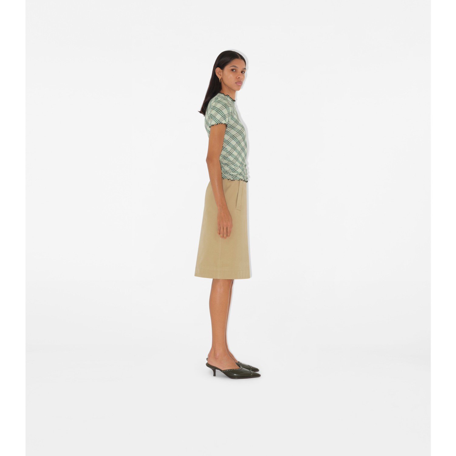 Check Stretch Cotton T-shirt