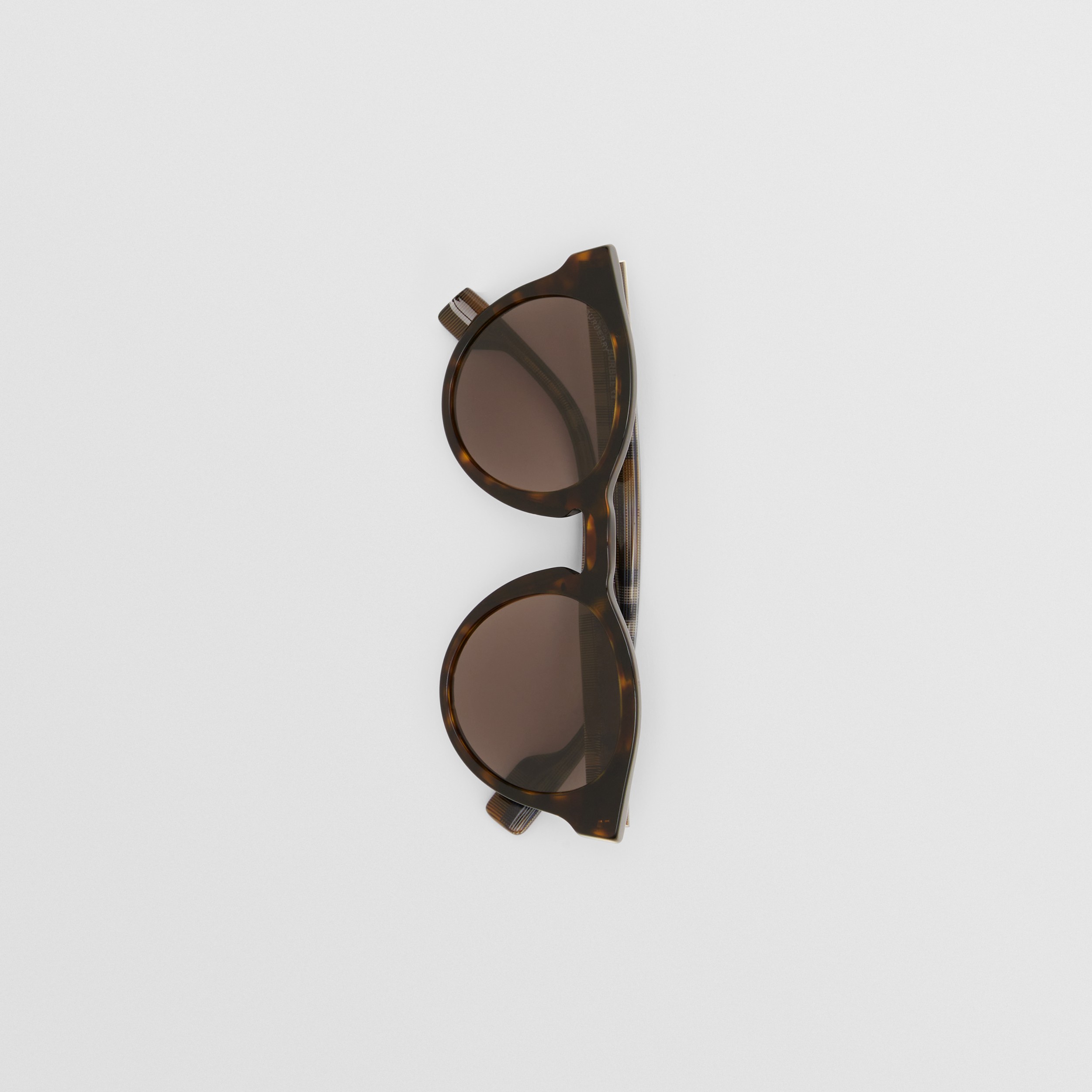 Round Frame Sunglasses In Dark Tortoiseshell Men Burberry® Official