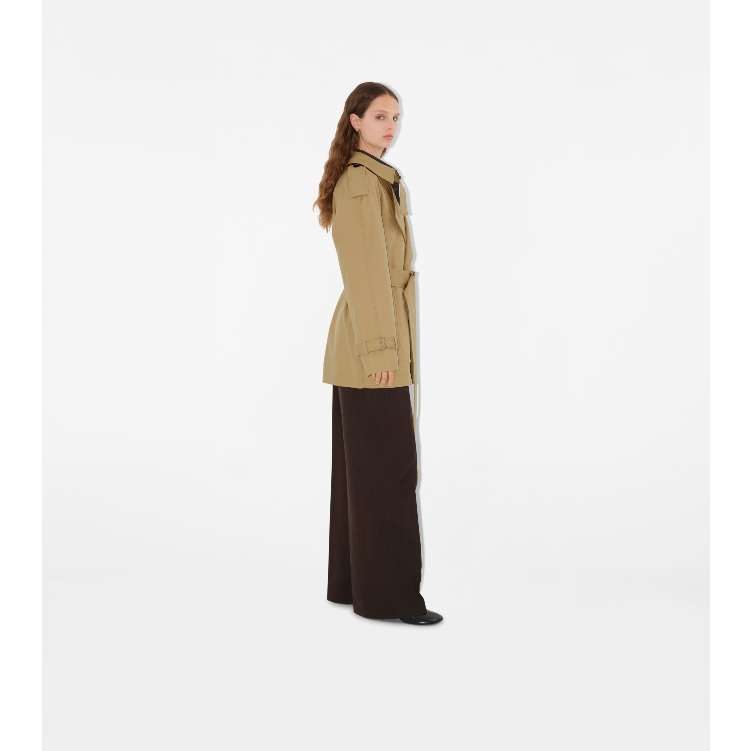 Jaqueta trench de gabardine