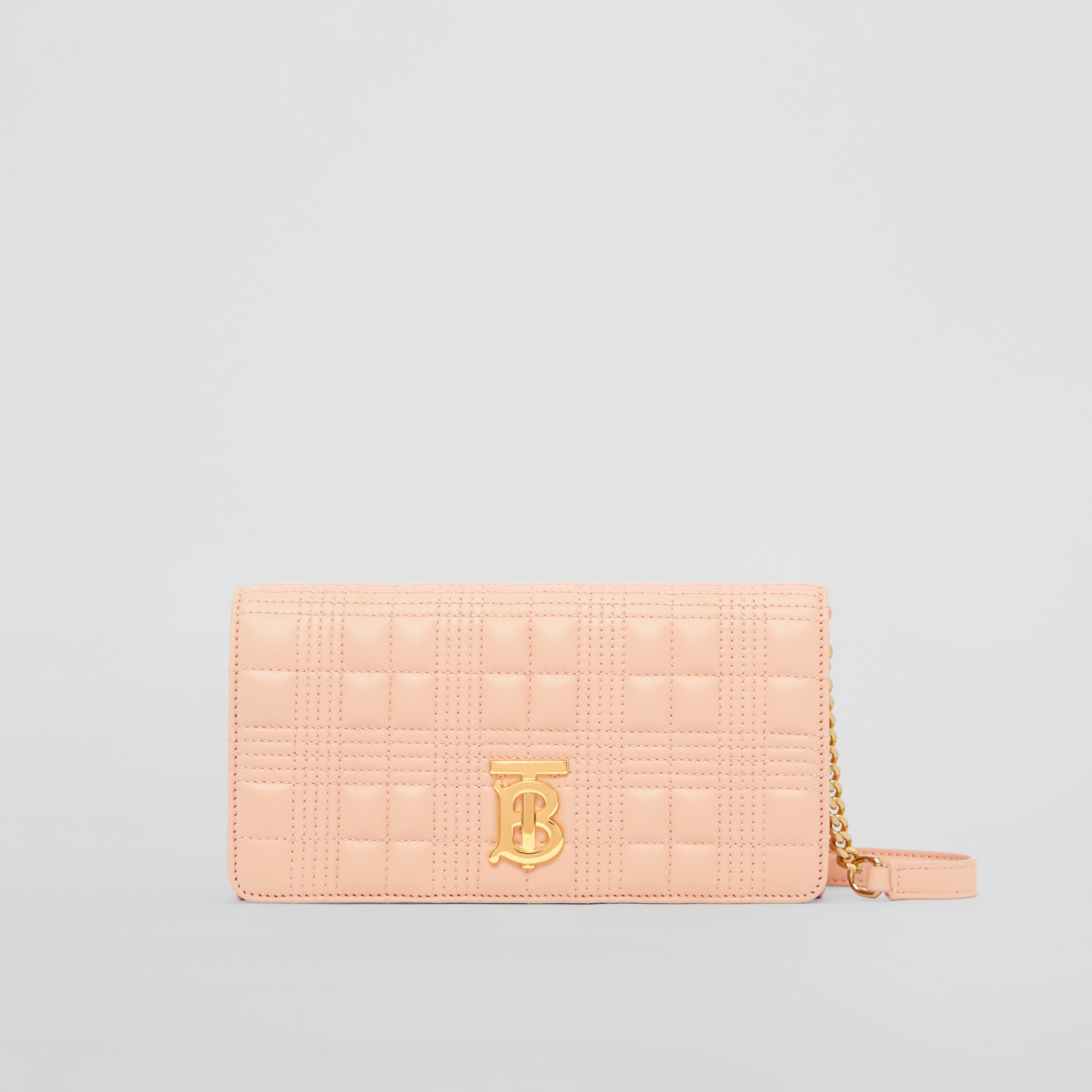 Quilted Leather Lola Wallet with Detachable Strap in Peach Pink - Women | Burberry® Official - 1
