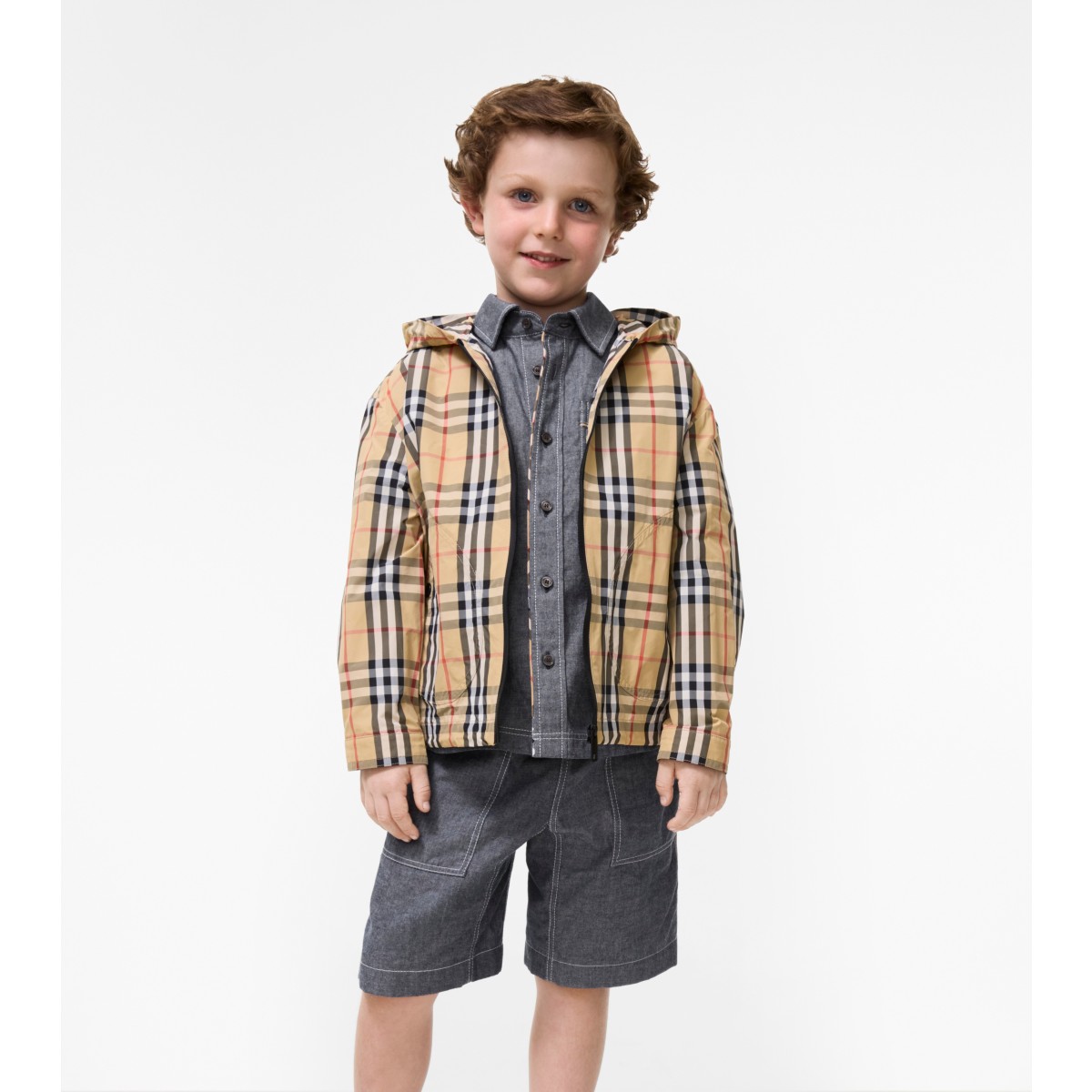  Check Nylon Hooded Jacket