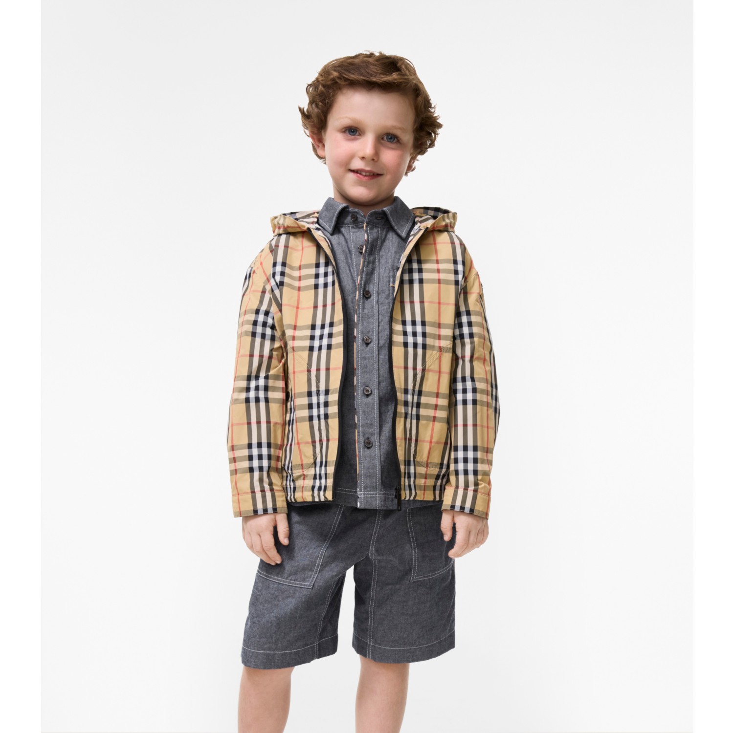 Veste à capuche en nylon Check
