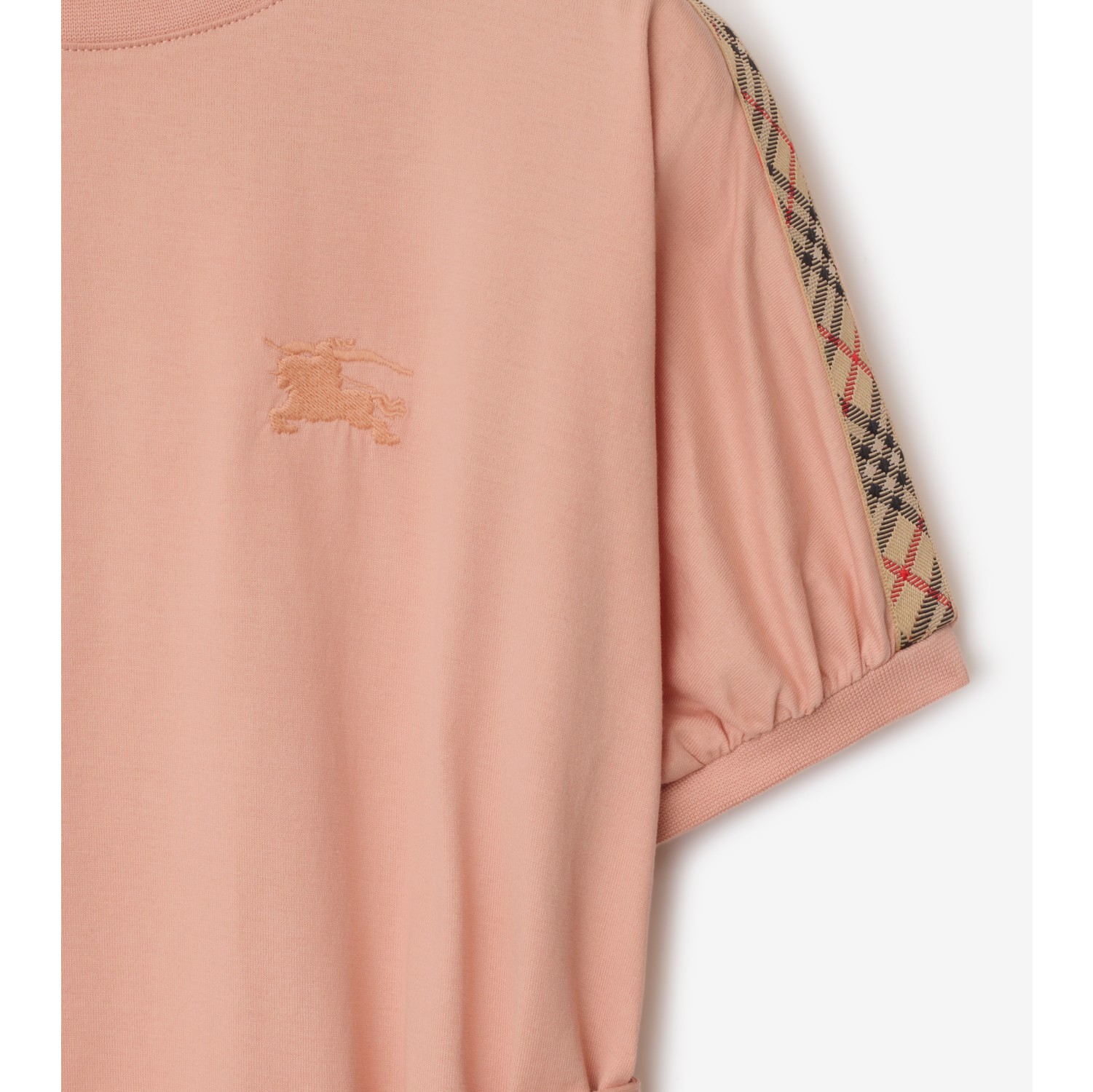 Check Trim Cotton T-shirt Dress