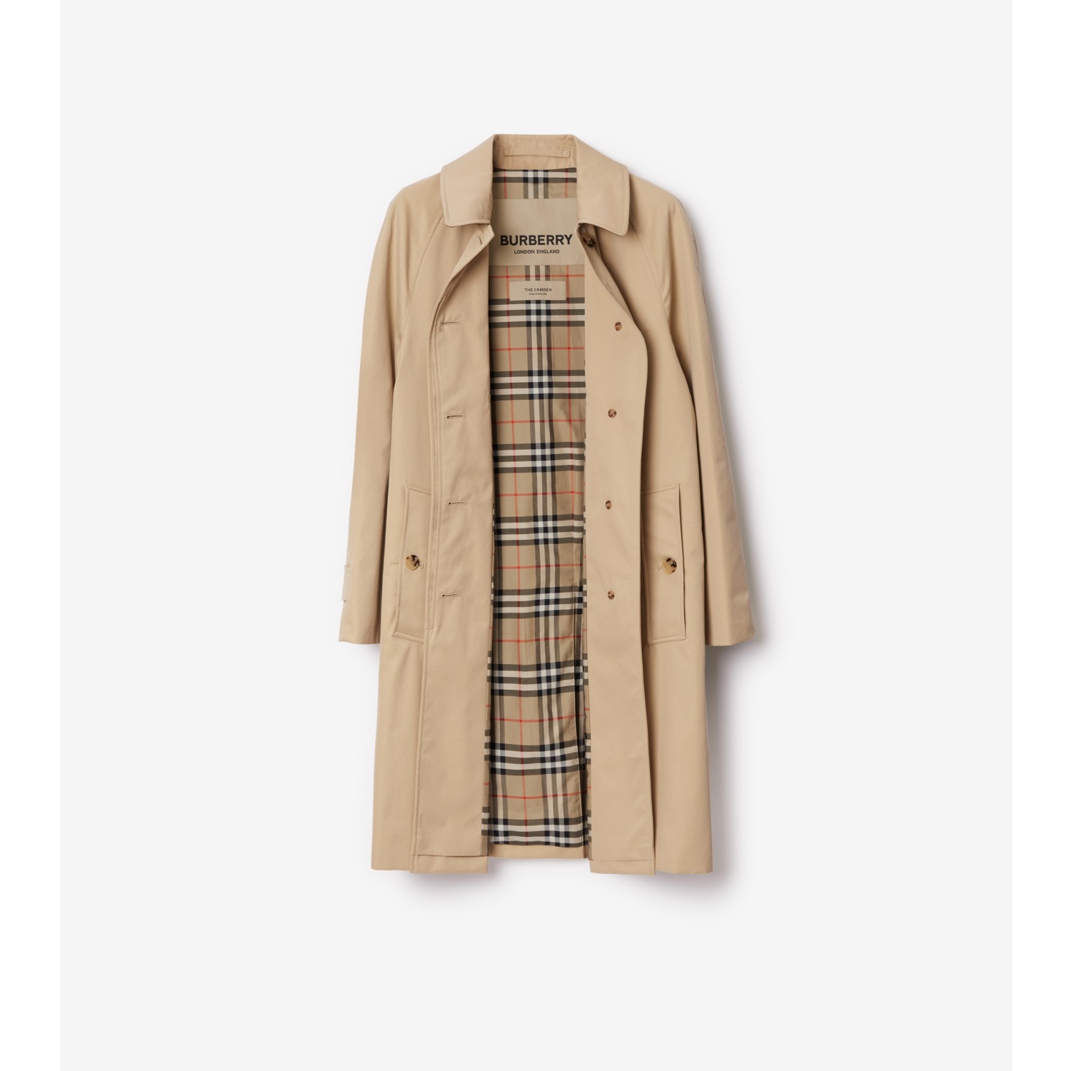 Mid-length Camden Heritage Car Coat in Honey beige - Women, Cotton Gabardine | Burberry® Official