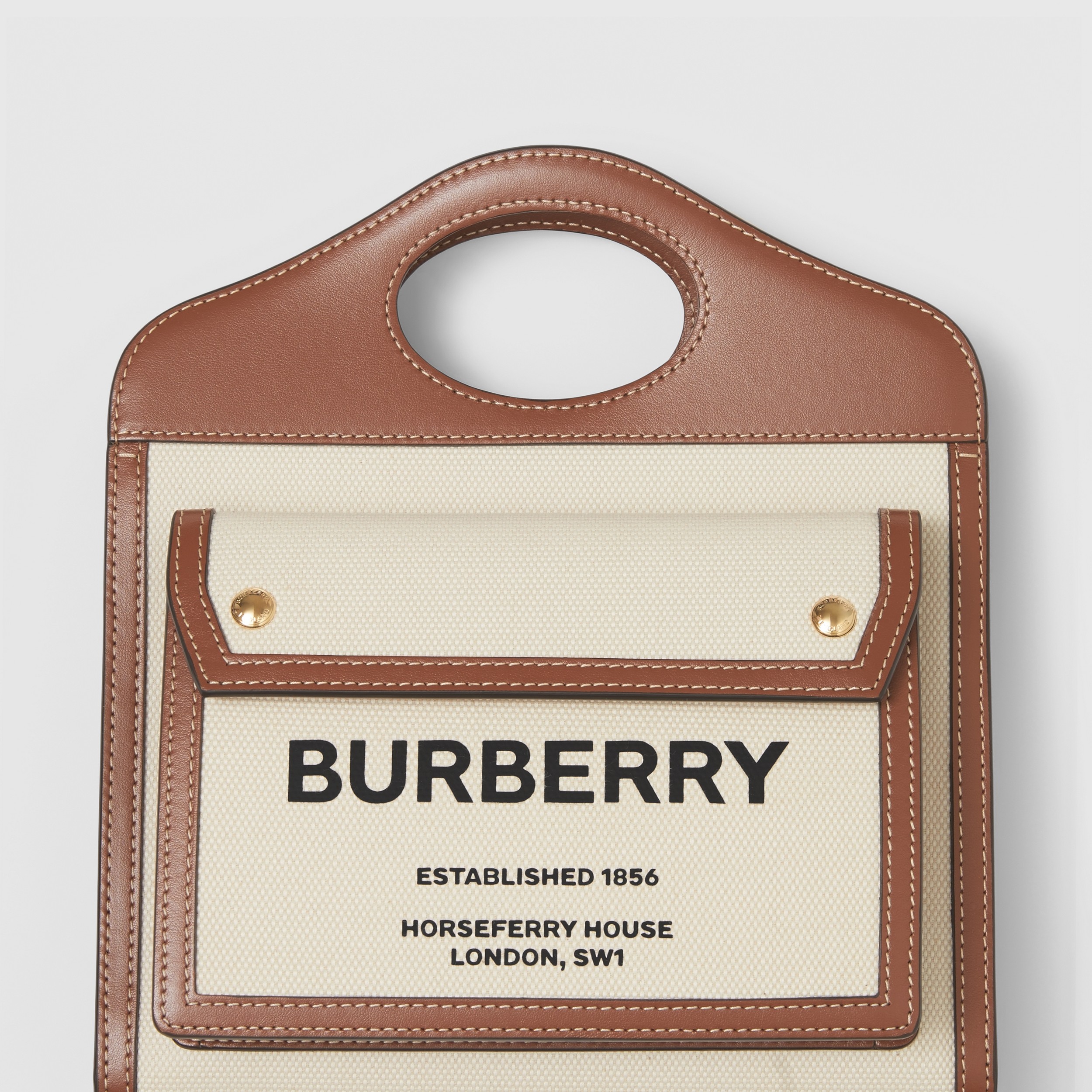 Borsa Pocket mini bicolore in tela e pelle (Naturale/marrone Malto) - Donna | Sito ufficiale Burberry® - 2