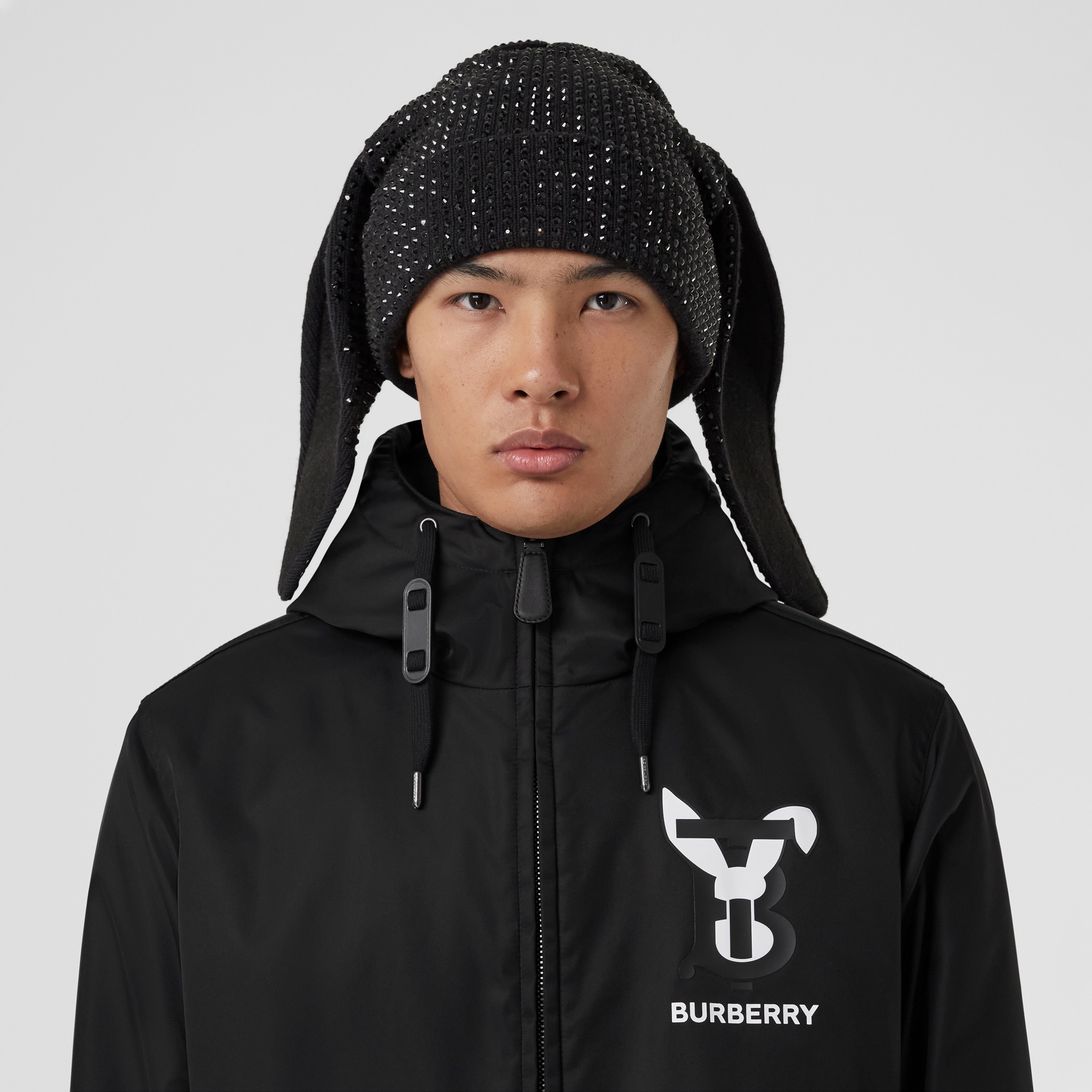 Rabbit Print Nylon Hooded Jacket in Black - Men | Burberry® Official - 2