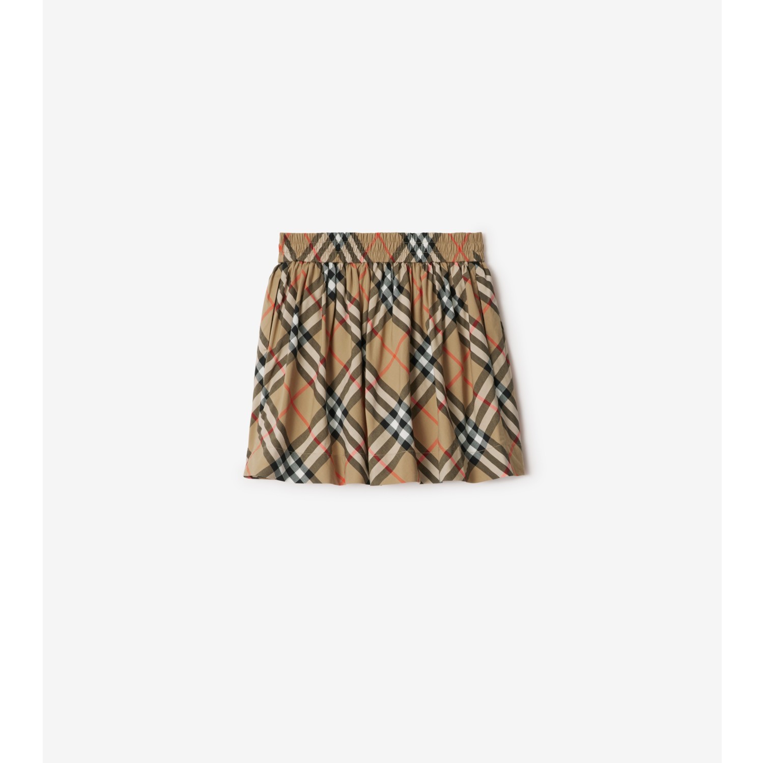 Check Cotton Skirt in Sand | Burberry® Official