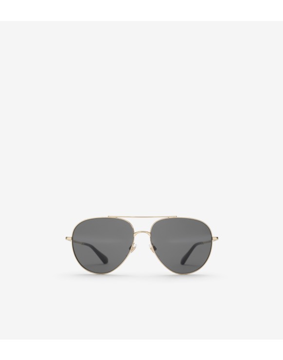 Metal Check Aviator Sunglasses