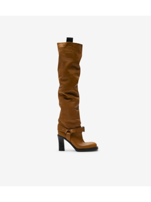 Burberry Leather Soft Stirrup Boots In Brown