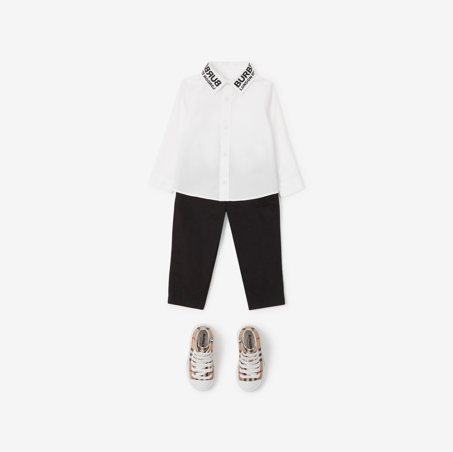 Camicia in cotone con coordinate (Bianco) - Bambini | Sito ufficiale Burberry®