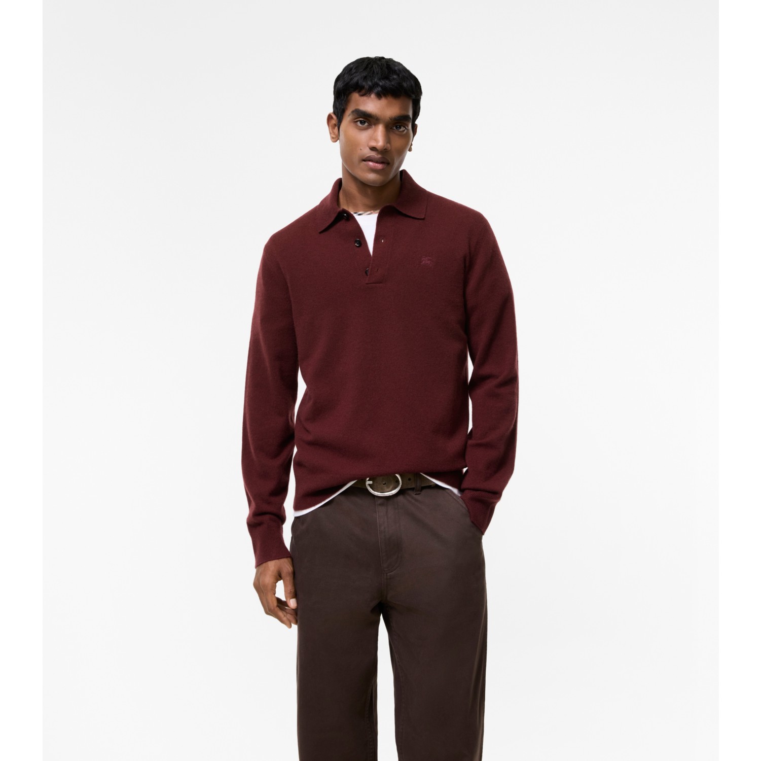 Long-sleeve Cashmere Blend Polo Shirt