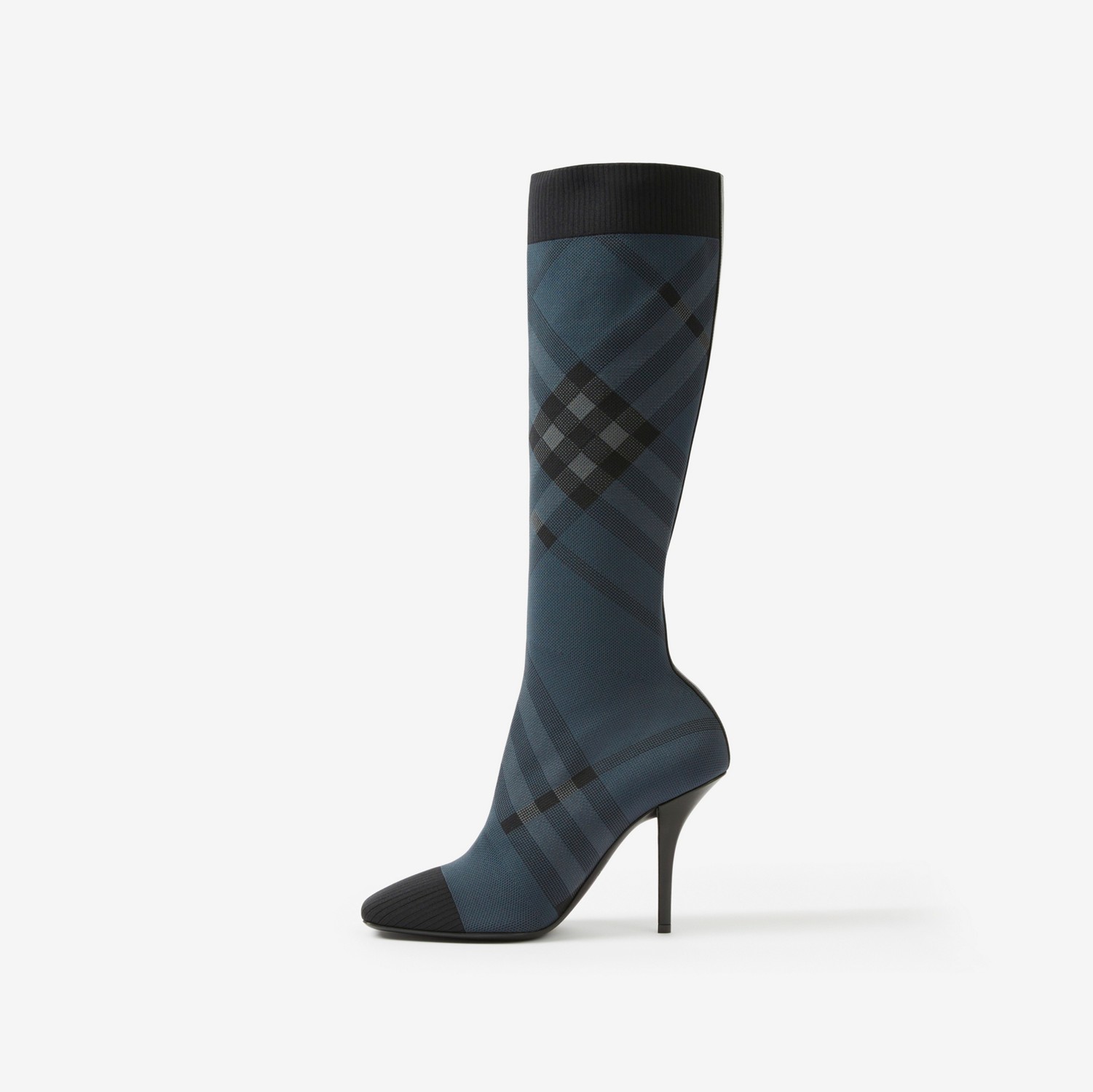Knitted Check Sock Boots in Charcoal/grey - Women | Burberry® Official