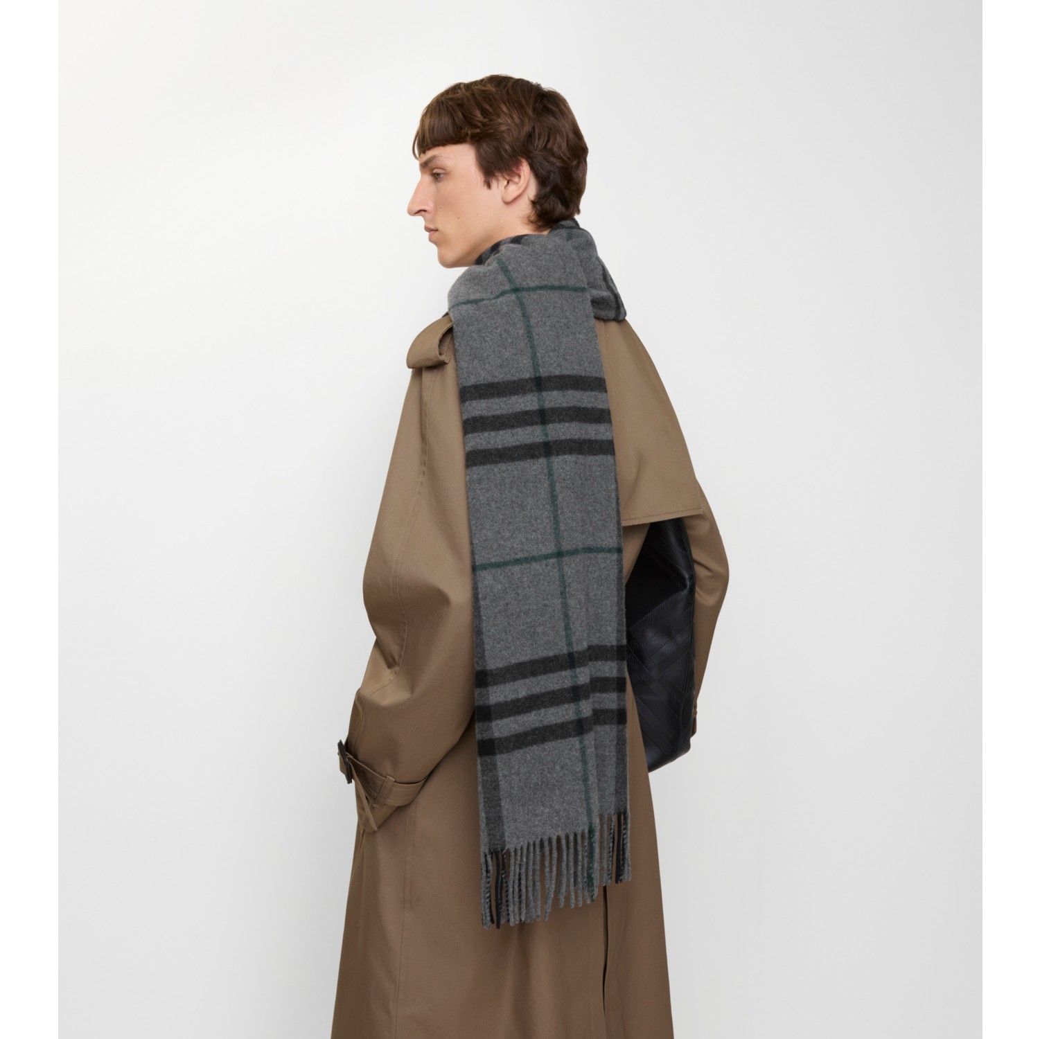 Wide Check Cashmere Scarf