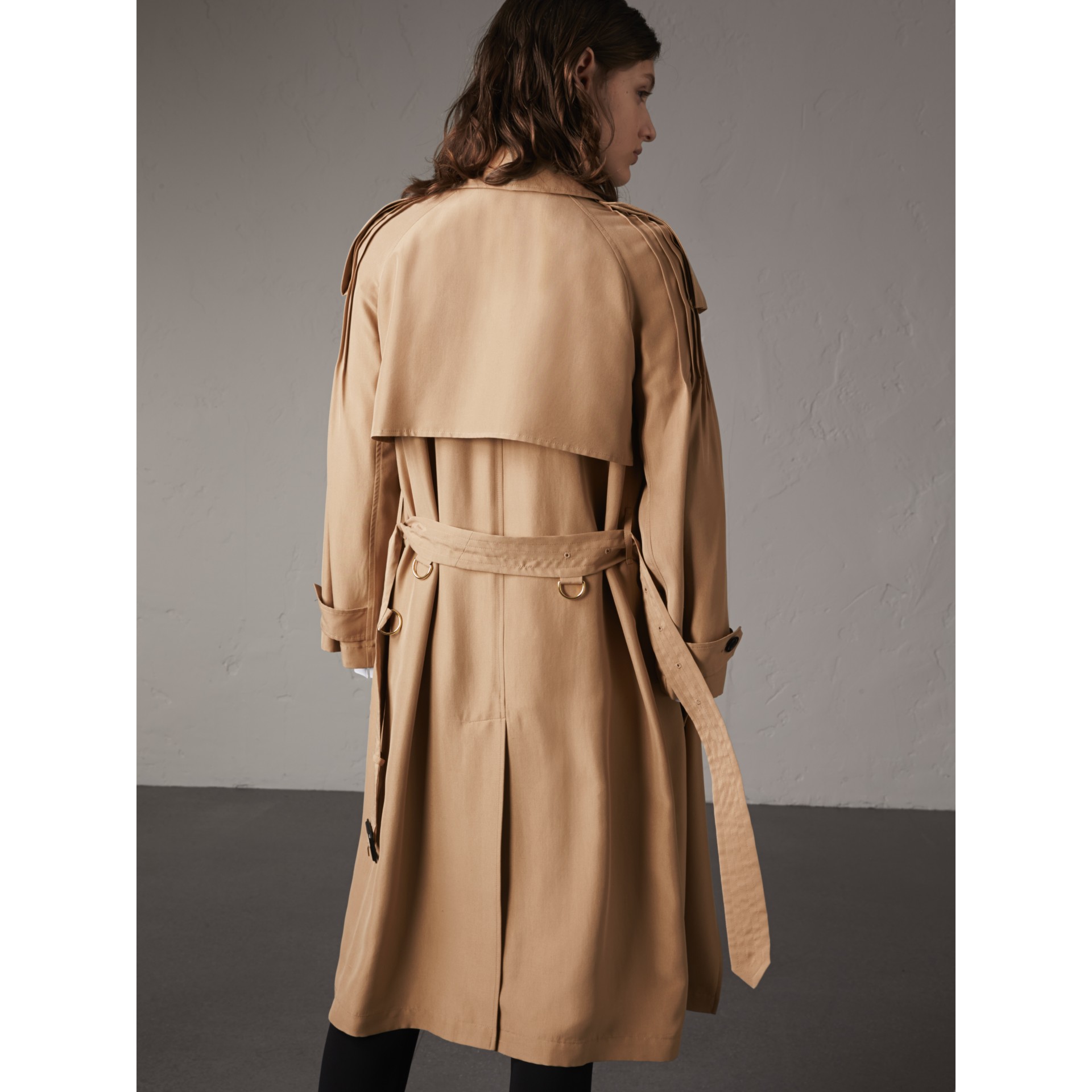 BURBERRY Ruffle Detail Silk Trench Coat