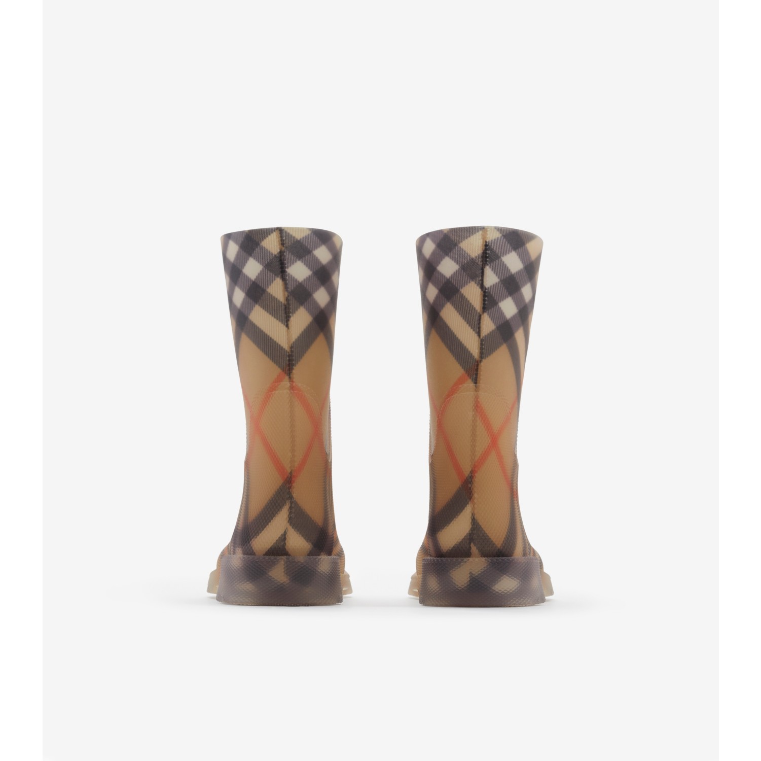 Check Rubber Marsh High Boots in Sand Children Burberry Official