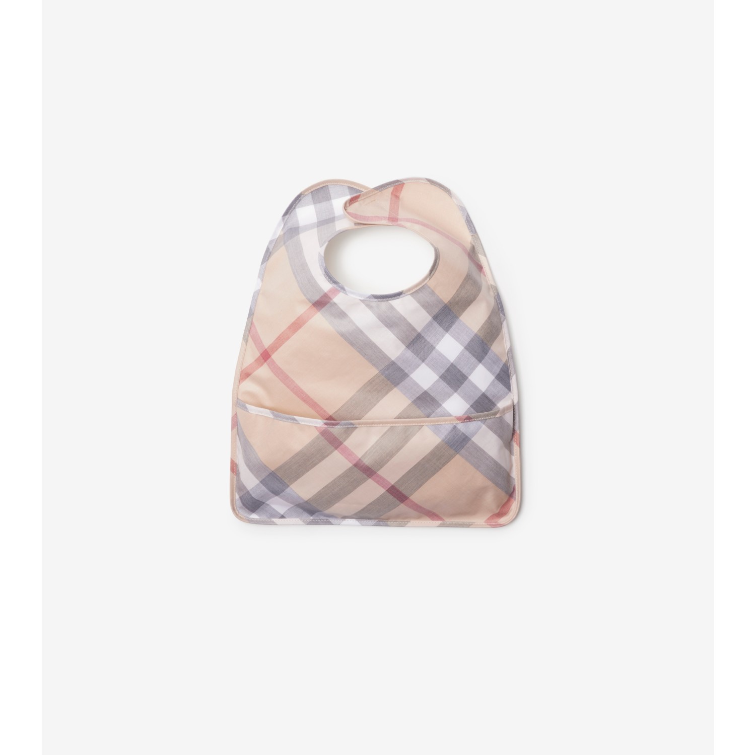 Check Cotton Bib in Pale stone Children Burberry Official