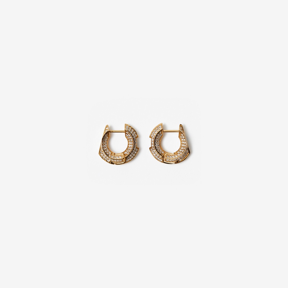 Burberry Hollow Pavé Hoop Earrings In Gold/clear