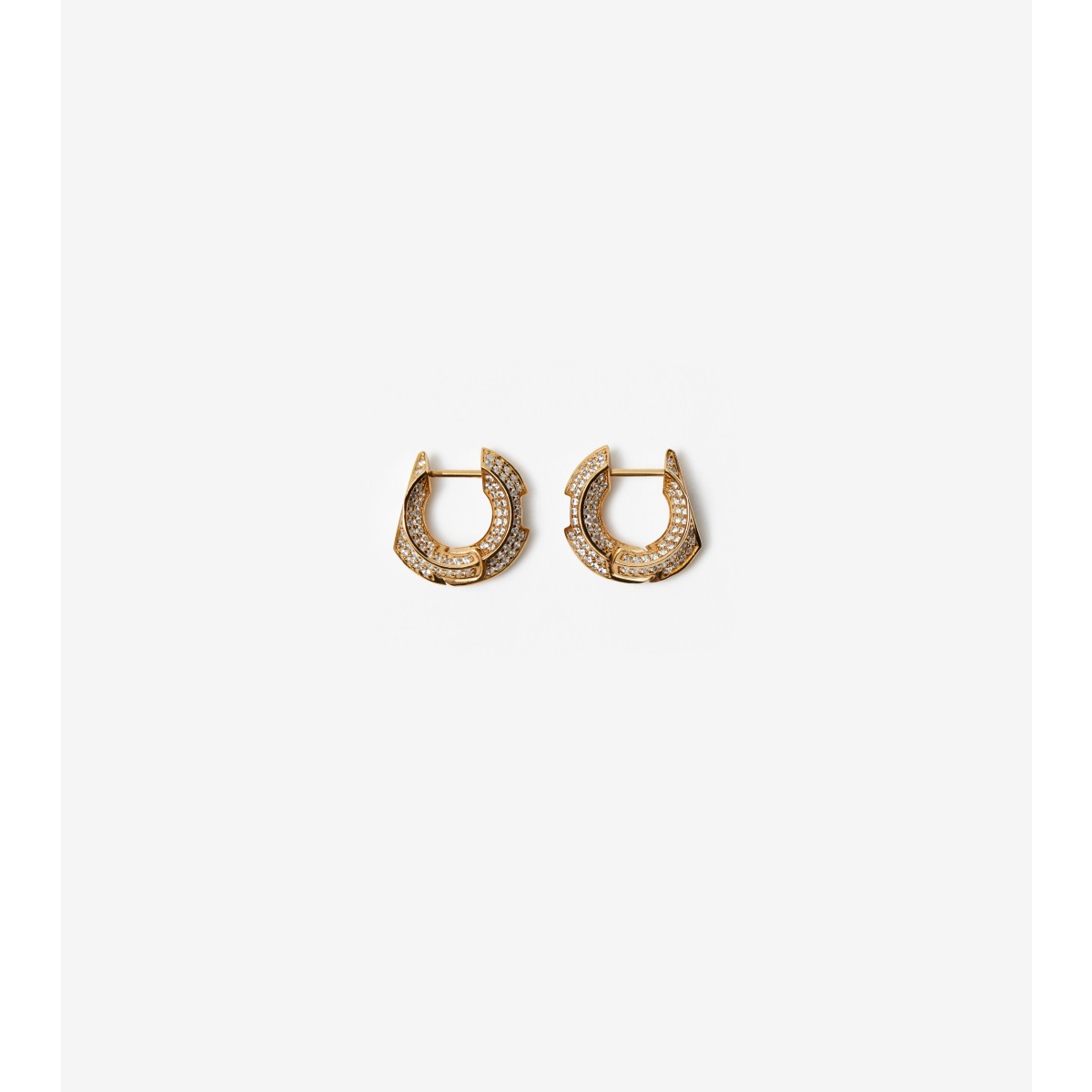 Burberry Hollow Pavé Hoop Earrings In Gold/clear