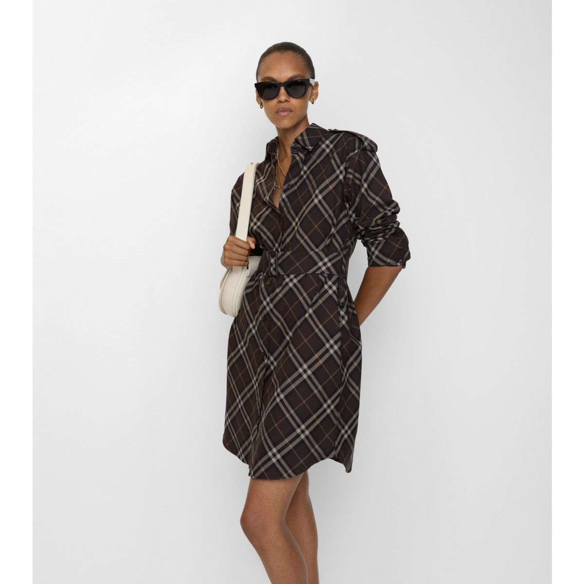  Check Cotton Flannel Shirt Dress