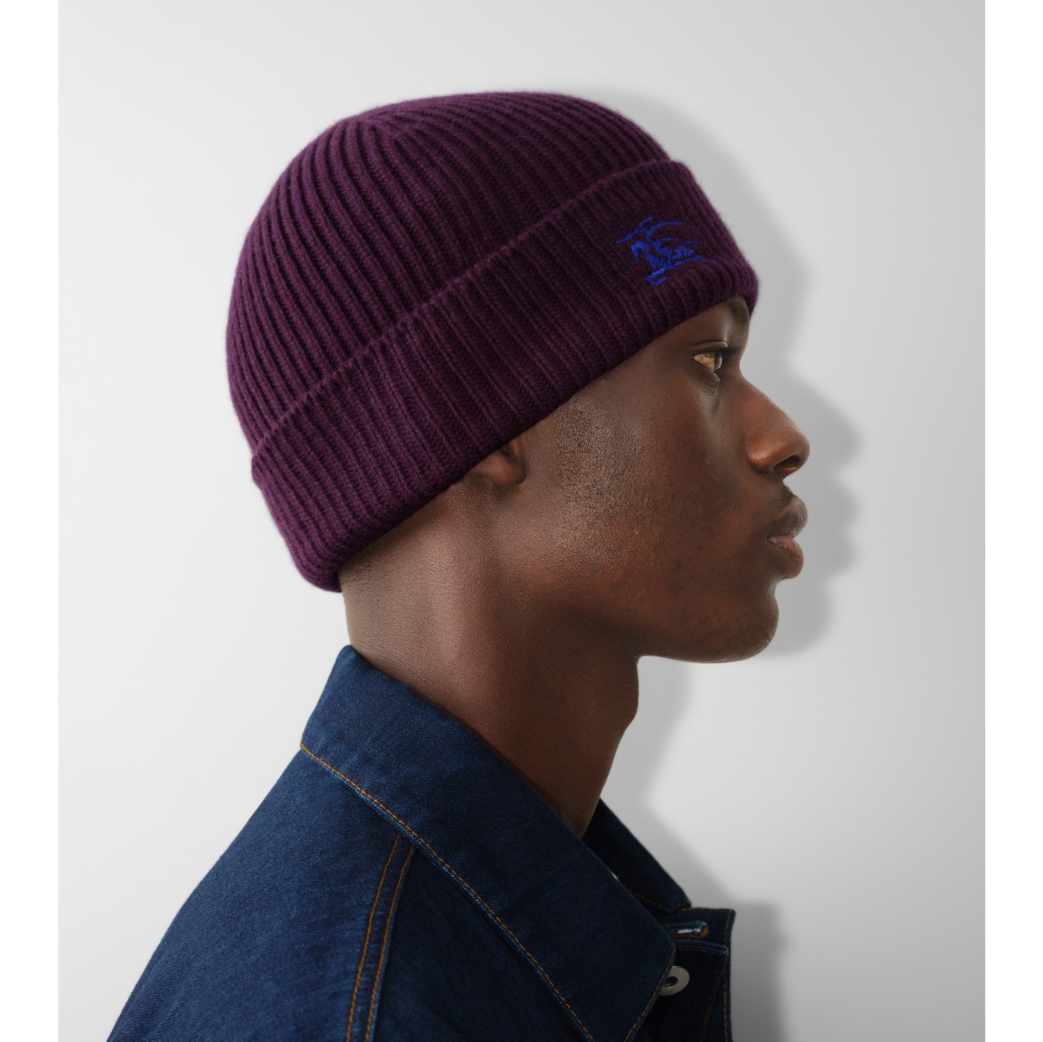 Ribbed Cashmere Beanie in Pansy - Men | Burberry® Official