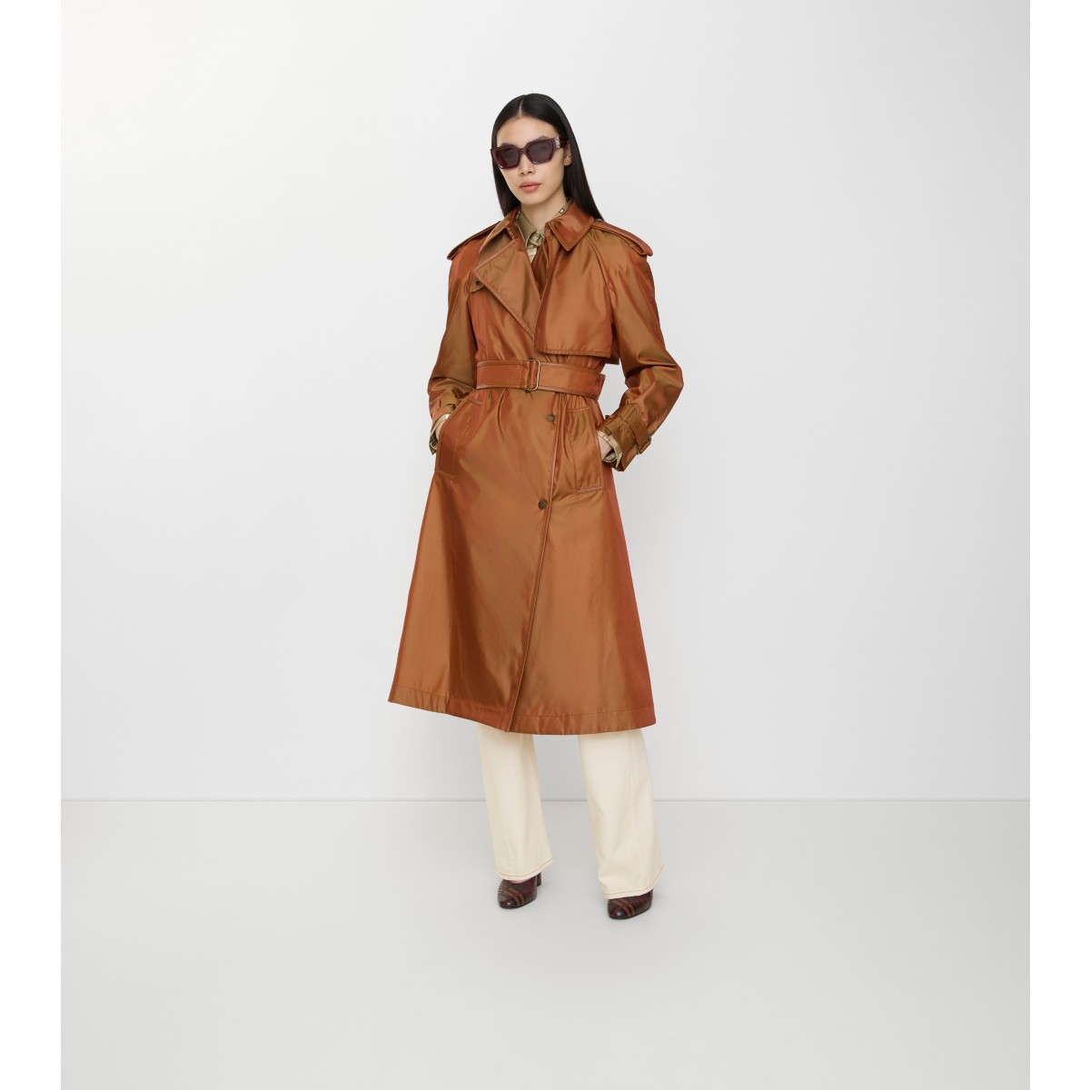  Long Nylon Blend Trench Coat