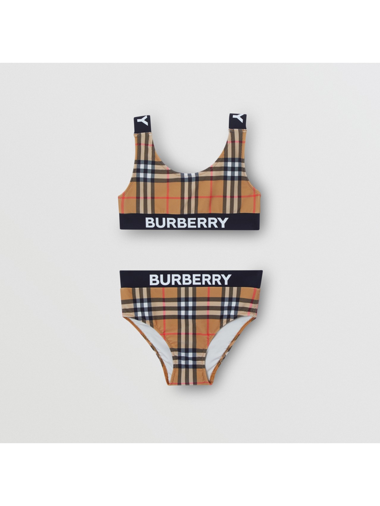 Bikini Vintage check avec logos in Jaune Antique