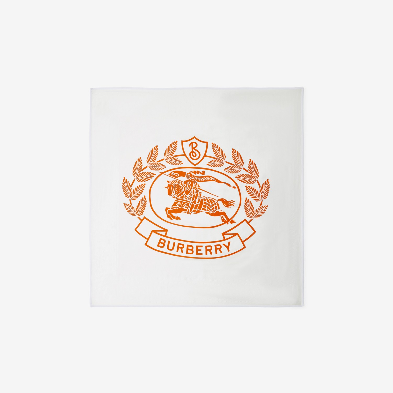 马术骑士印花丝质方巾 (白色) | Burberry® 博柏利官网