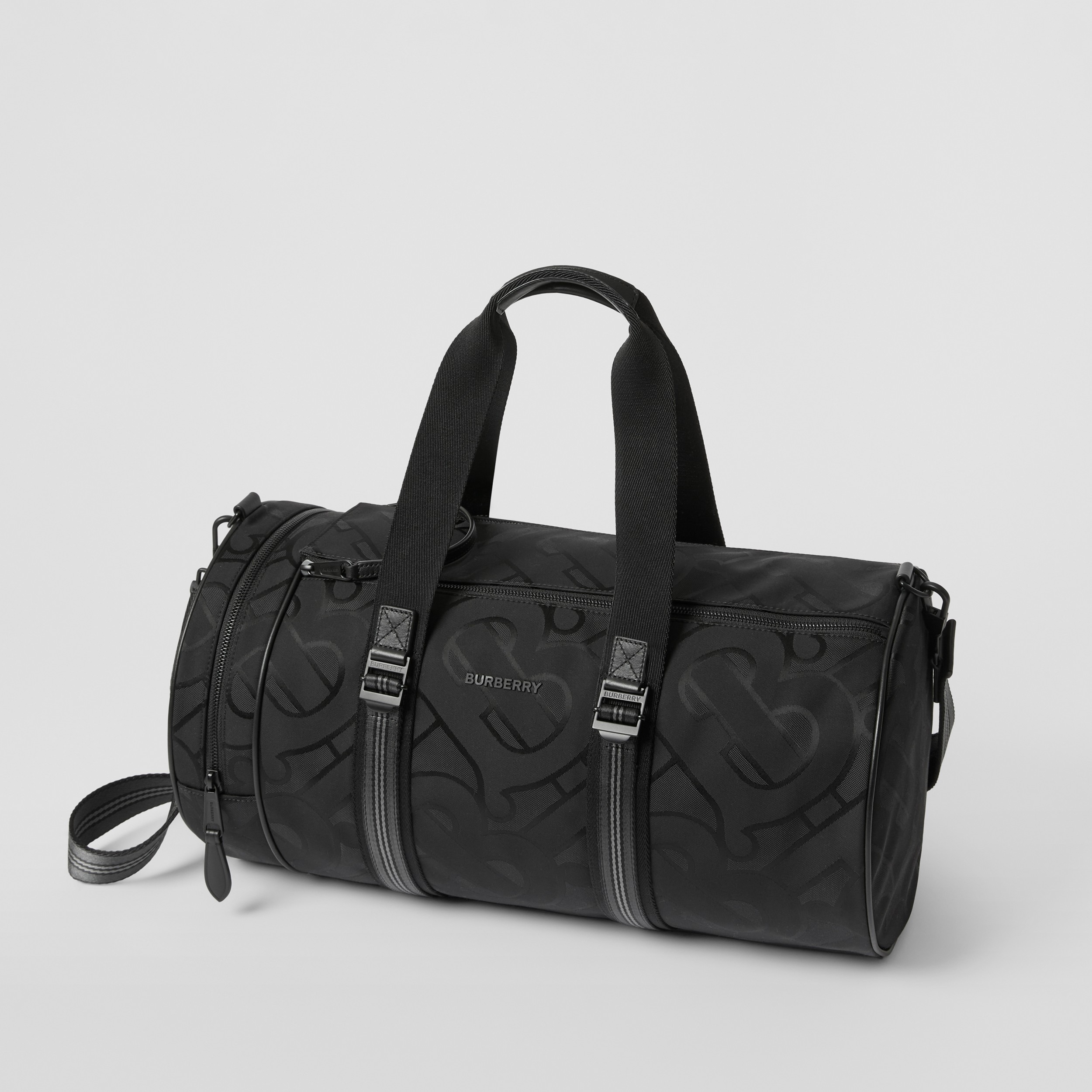 Medium Monogram Jacquard Barrel Bag in Black | Burberry® Official - 4