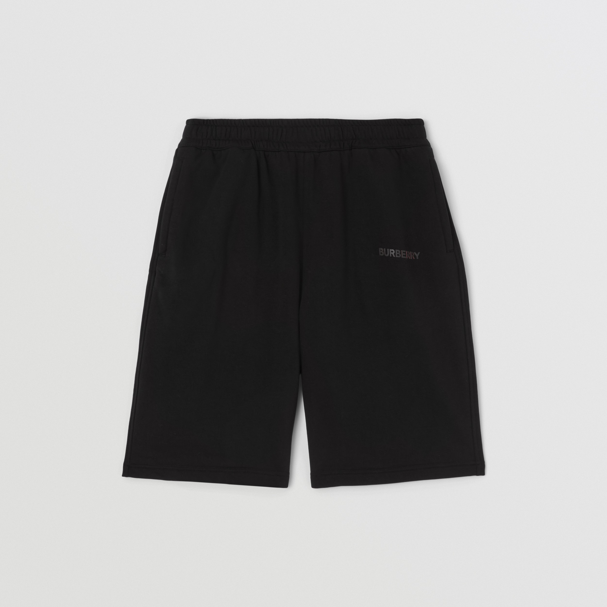Logo Print Stretch Cotton Shorts in Black - Men | Burberry® Official - 4