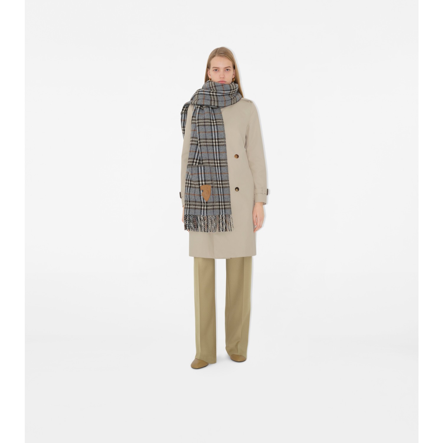 Reversible Check Cashmere Wool Scarf