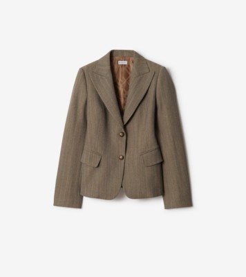 Mouliné Wool Tailored Jacket in Coffee brown melange - Women | Burberry® Official