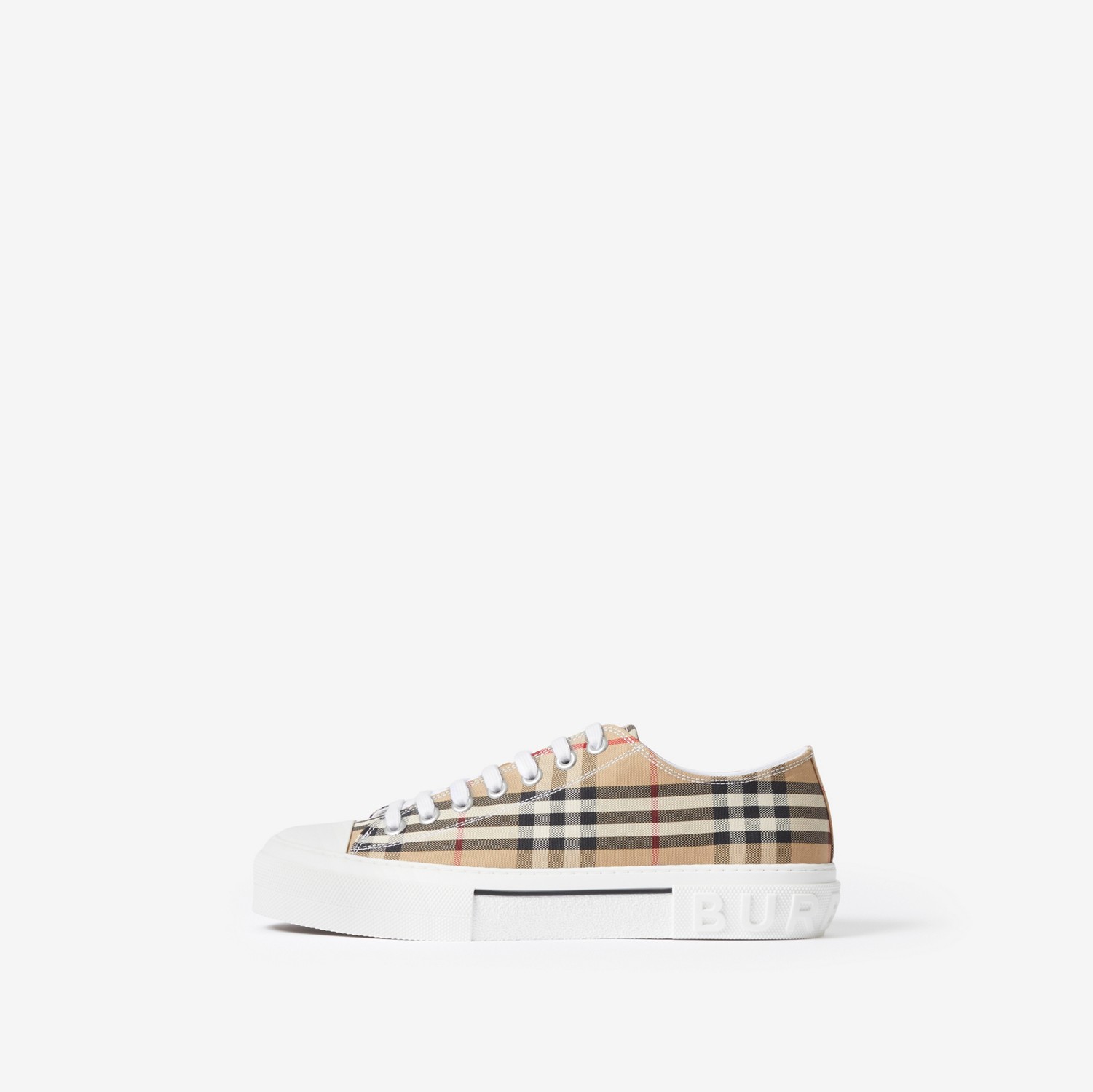 Check Cotton Sneakers in Archive Beige - Men | Burberry® Official