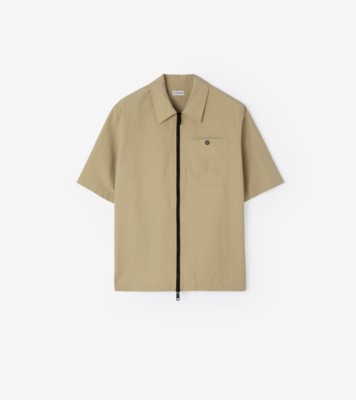 値下げBURBERRY ナイロンシャツ Nylon Zip Overshirt in Sparrow beige - Men | Burberry® Official