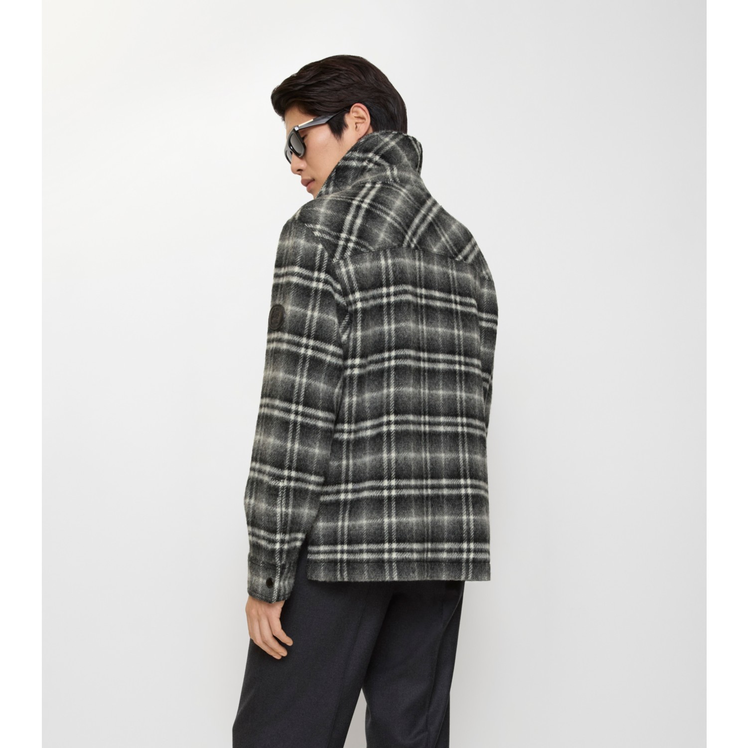 Check Wool Overshirt in Chess black/bass grey - Men | Burberry® Official