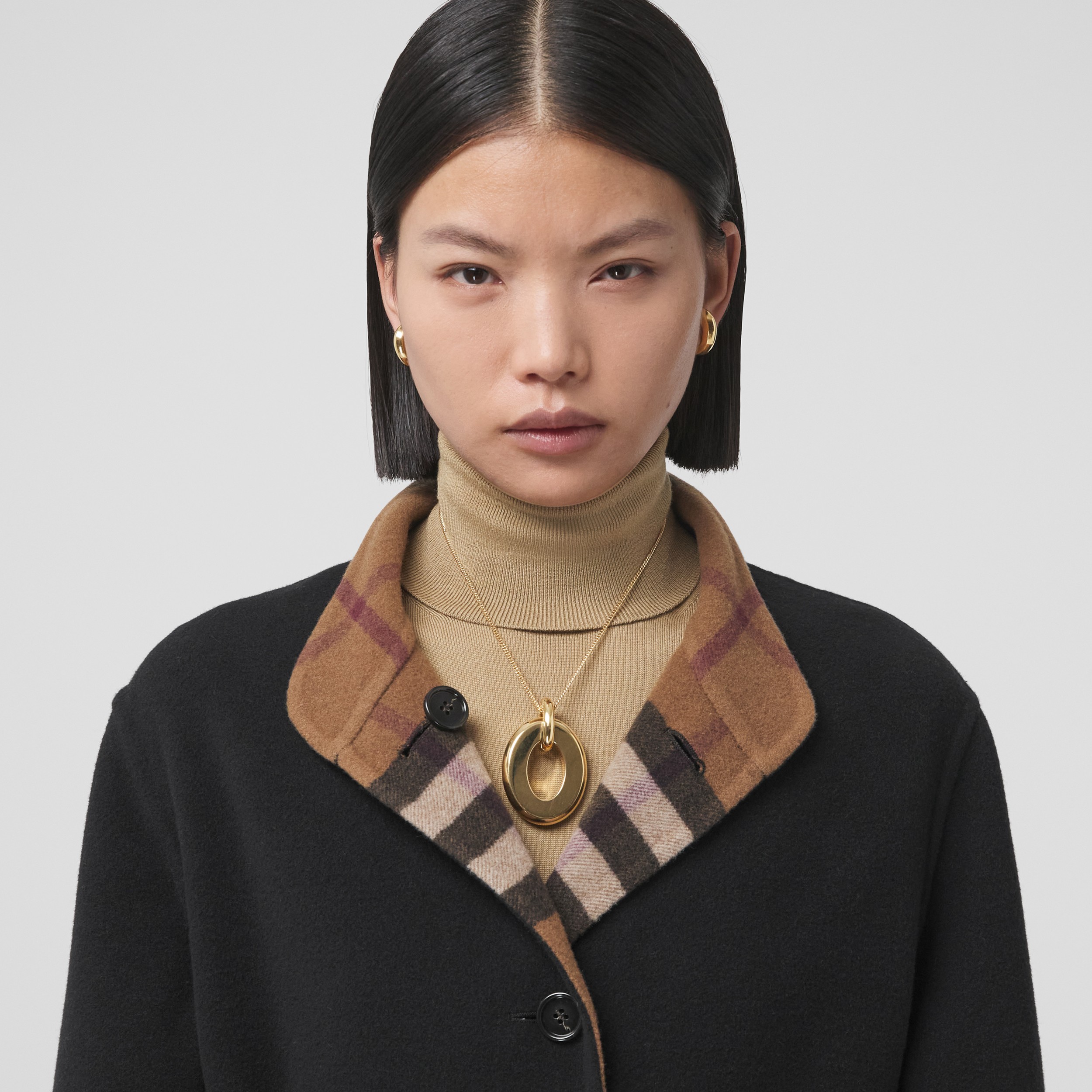 Reversible Check Wool Coat in Birch Brown - Women | Burberry® Official - 2