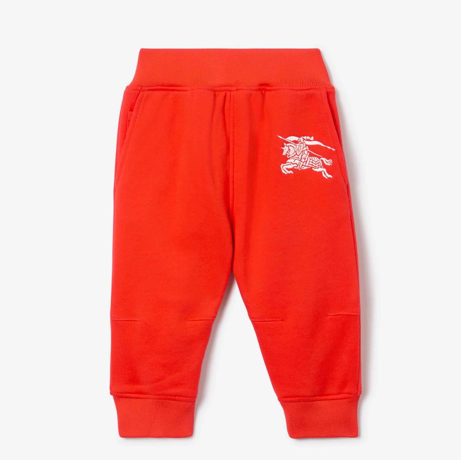 马术骑士徽标棉质慢跑裤 (红橙色) - 儿童 | Burberry® 博柏利官网