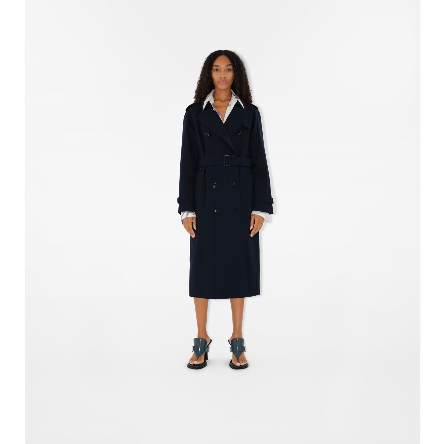 Long Chelsea Heritage Trench Coat in Coal blue - Women, Cotton ...