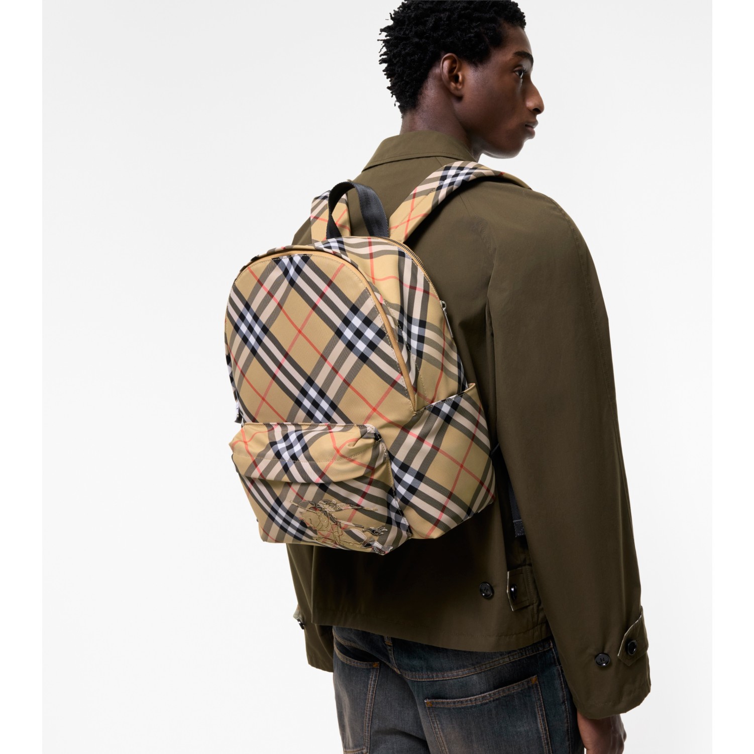 小号格纹双肩包