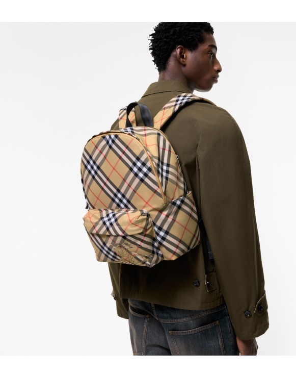 リュックサック　Burberry チェック バックパック (サンドベージュ) - メンズ, ナイロン