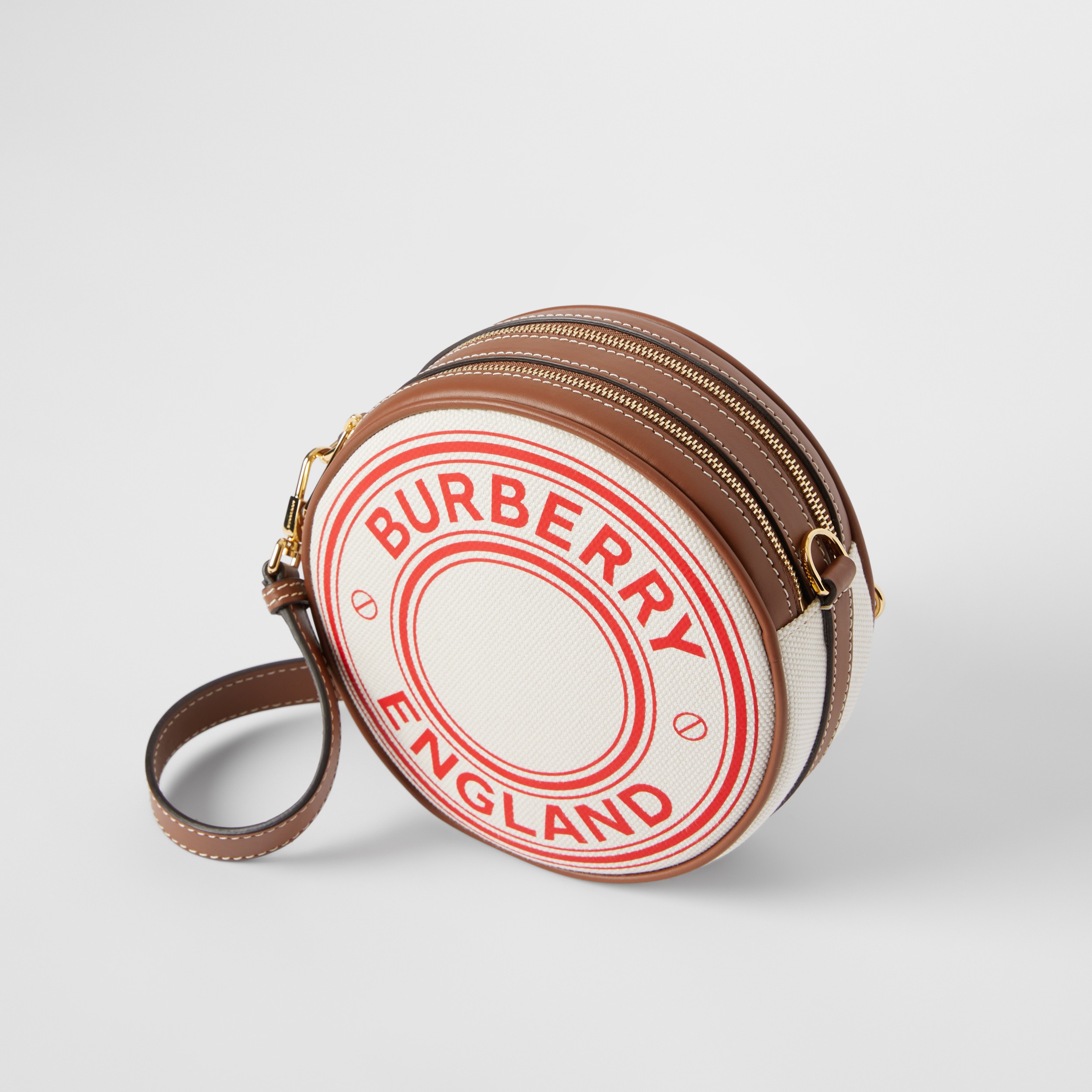 Logo Graphic Canvas and Leather Louise Bag in Natural/tan/fiery Red