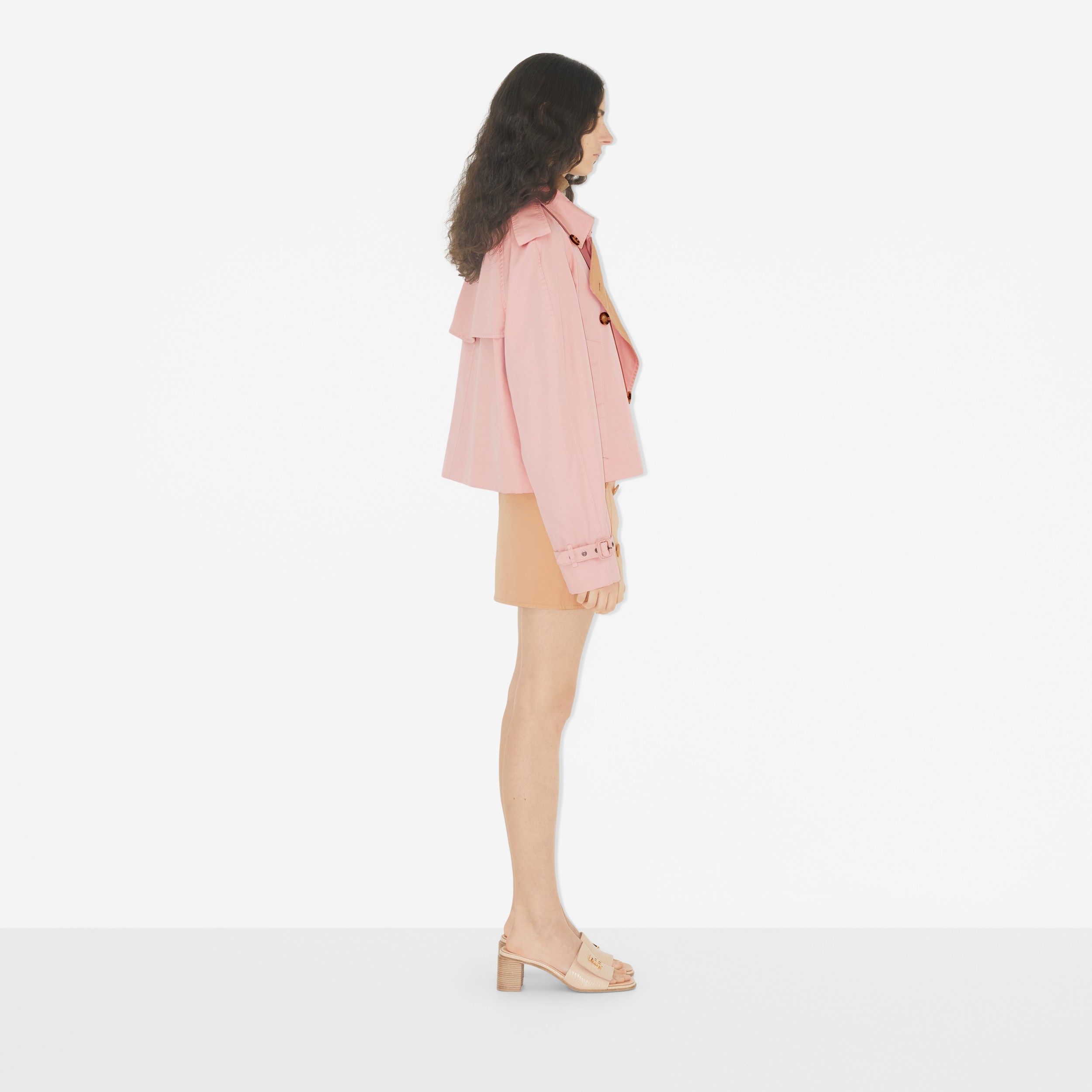 Cotton Gabardine Trench Mini Skirt in Pale Nude - Women | Burberry® Official - 3
