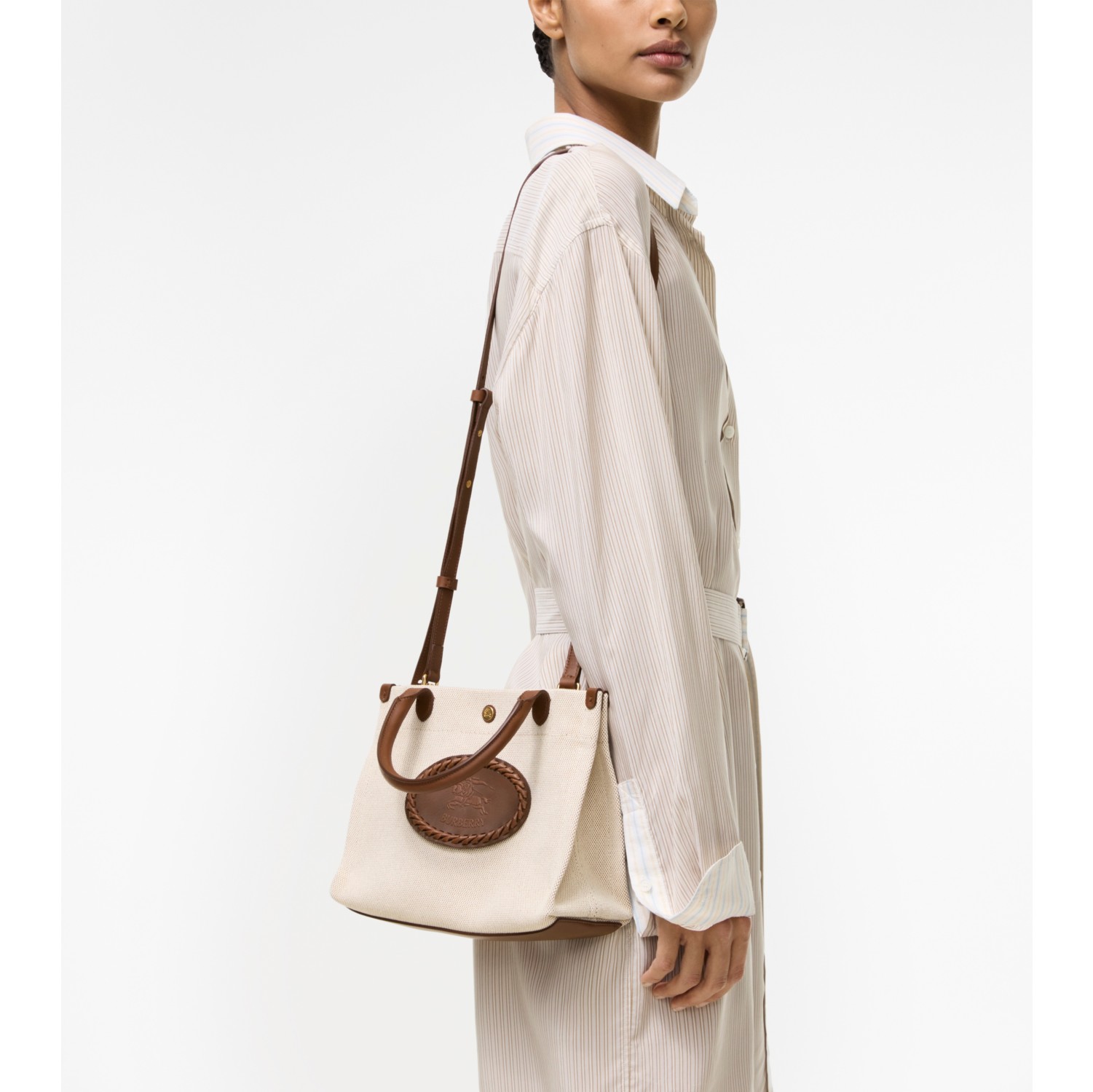 Mini Clovelly Tote in Natural - Women, Cotton | Burberry® Official