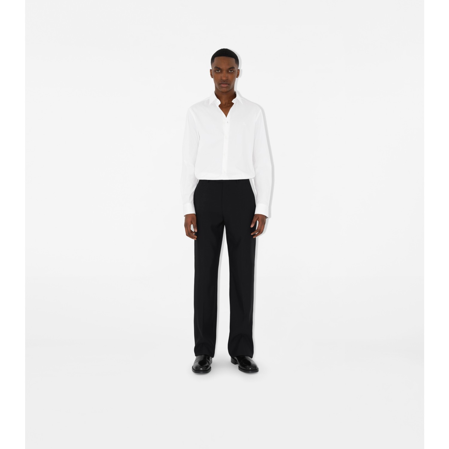 Stretch Cotton Shirt in White Men Burberry Official