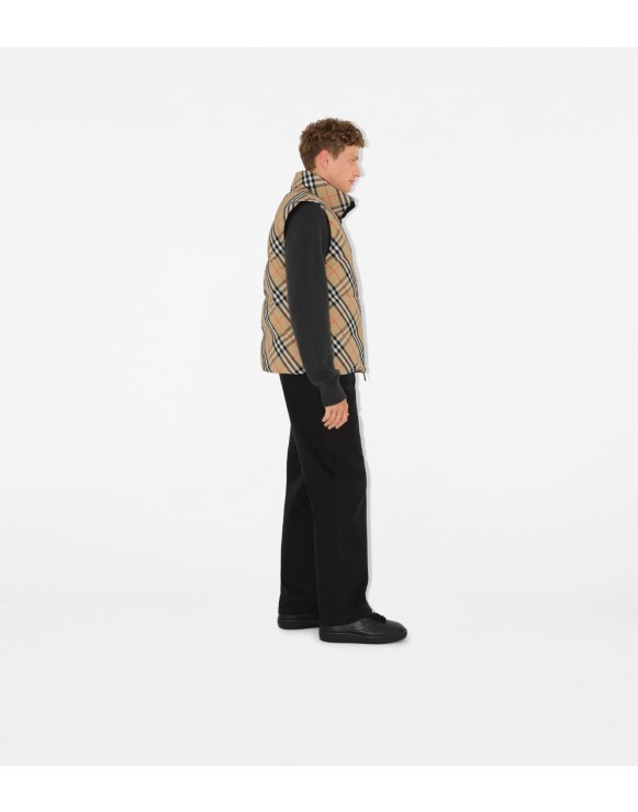 Veste sans manches rembourrée réversible en nylon Check