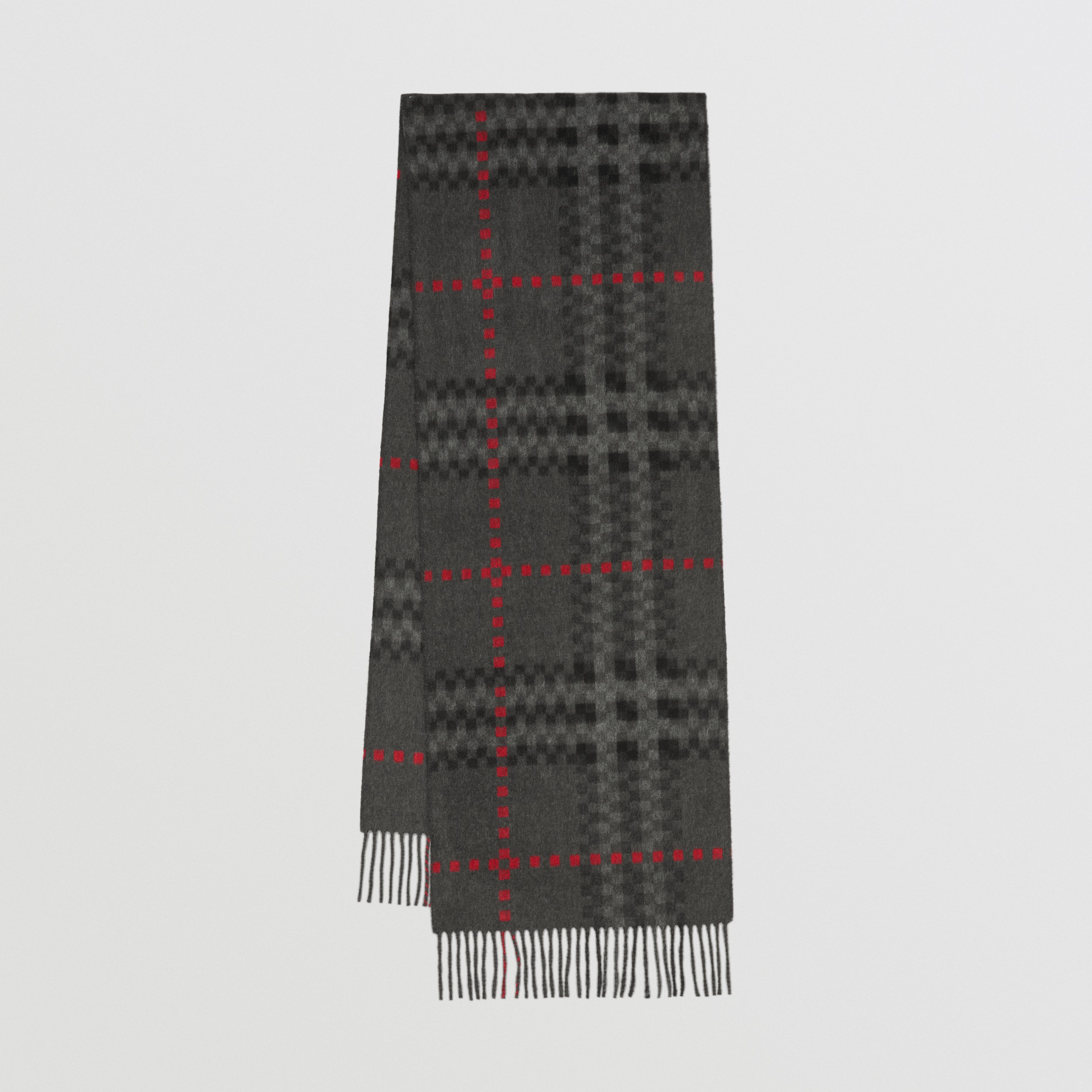 像素感格纹羊绒围巾 (炭灰色) | Burberry® 博柏利官网 - 1