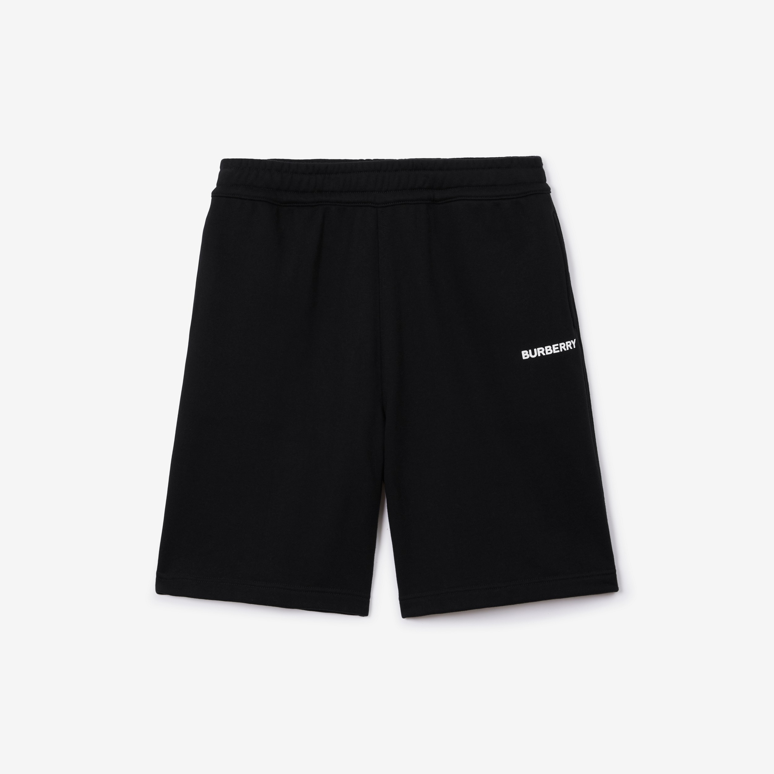 Logo Print Cotton Shorts in Black | Burberry® Official - 1
