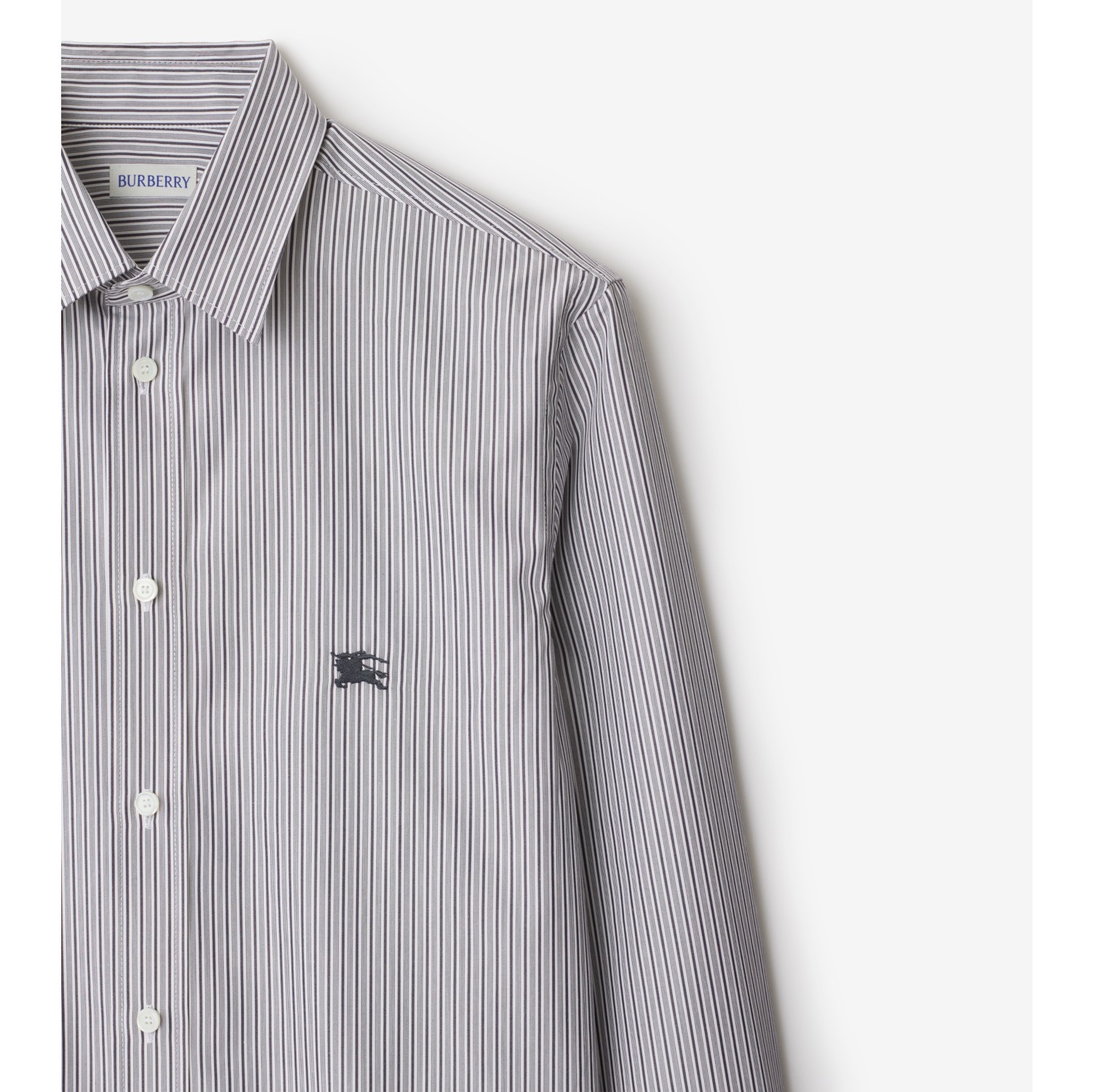 Camisa en algodón a rayas con corte estándar